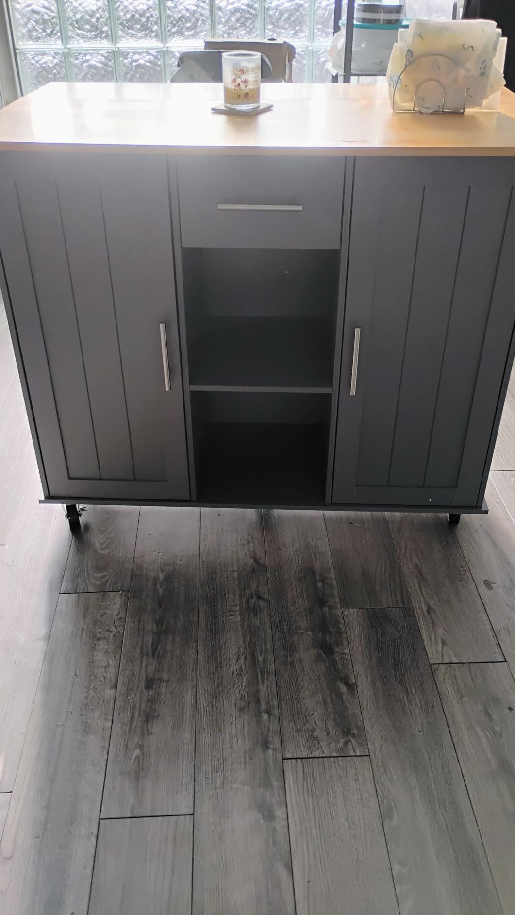 Shintenchi Kitchen Island Cart with Storage, Rolling Microwave Table customer photo 1