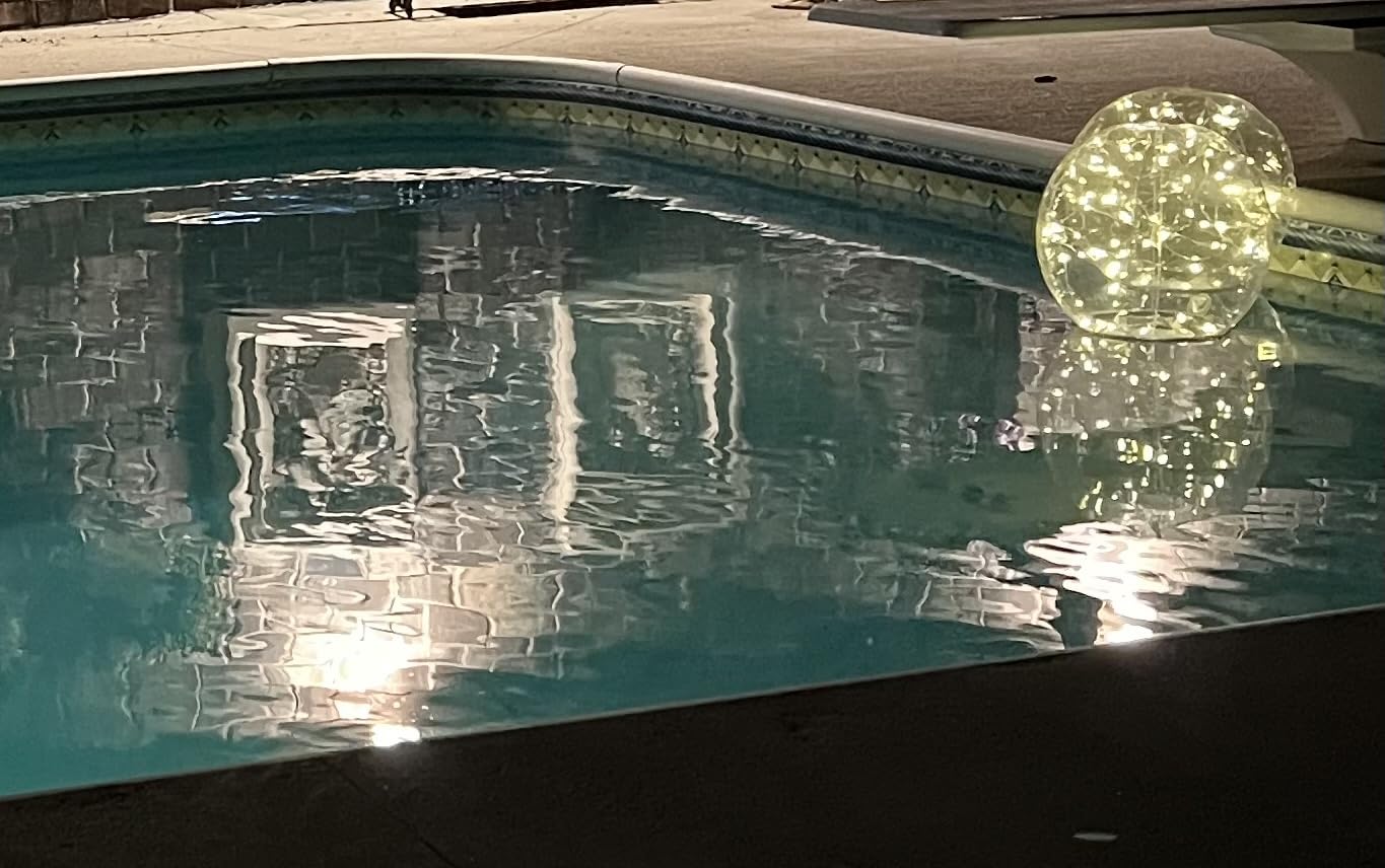 Floating Pool Lights, 15 Inch RGB Colorful Solar Pool Light That Float, IP68 Waterproof Inflatable Light Up Pool Balls, Float or Hang Solar Floating Lights for Pool, Wedding, Party Decor - 2PC customer photo 1