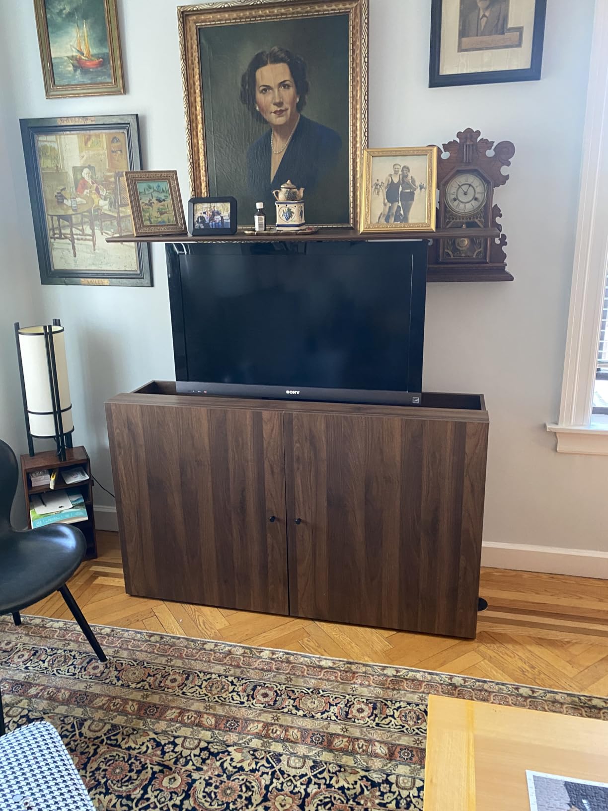 VIVO White TV Cabinet with Hidden Motorized TV Stand, CASE-KIT-EUP1W | Low Profile Minimalist Design, Concealed Electric TV Mount, Vertical Lift, Holds 32 to 55 inch TVs up to 132 lbs customer photo 1