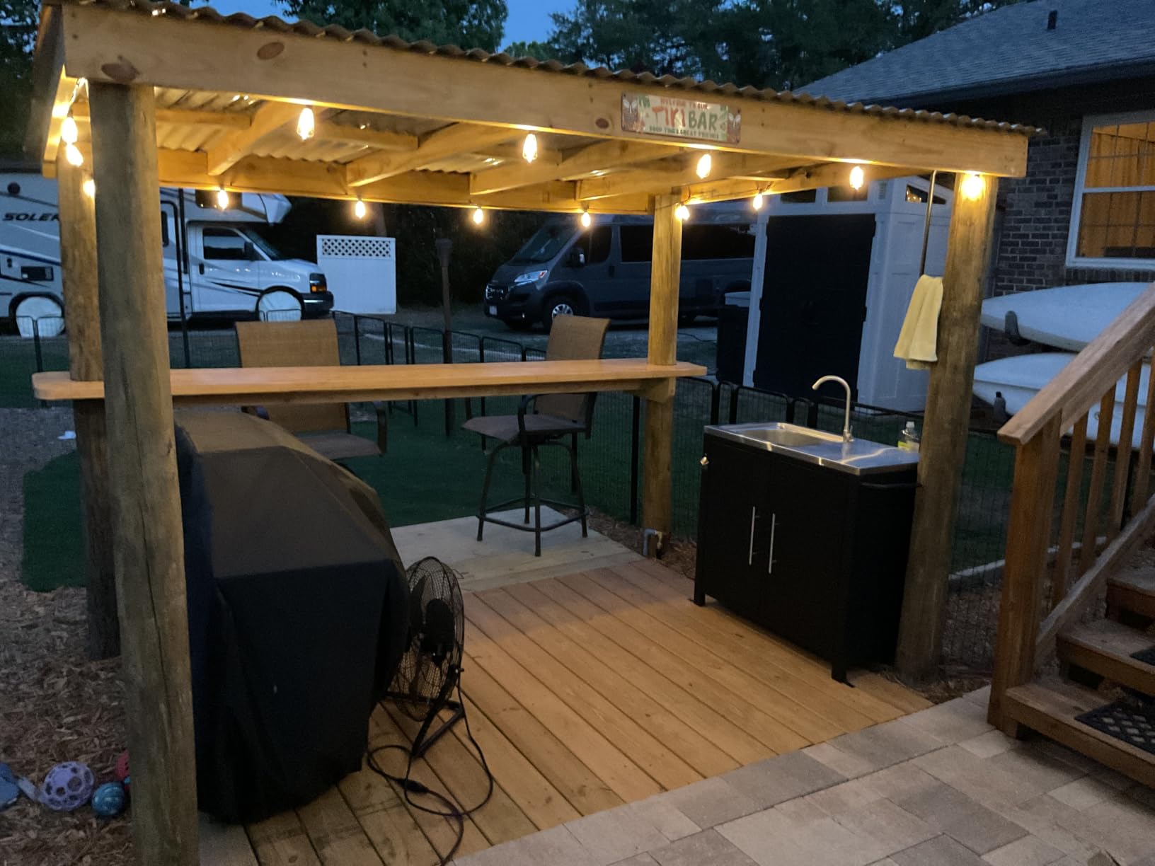 Outdoor Grill Table with Sink, Metal Worktable Kitchen Cabinet Island w/ 304 Stainless Steel Sink, Foldable Top and Storage Cabinet, Rolling Grill Cart with Wheels for Garden, Backyard and Lawn customer photo 1