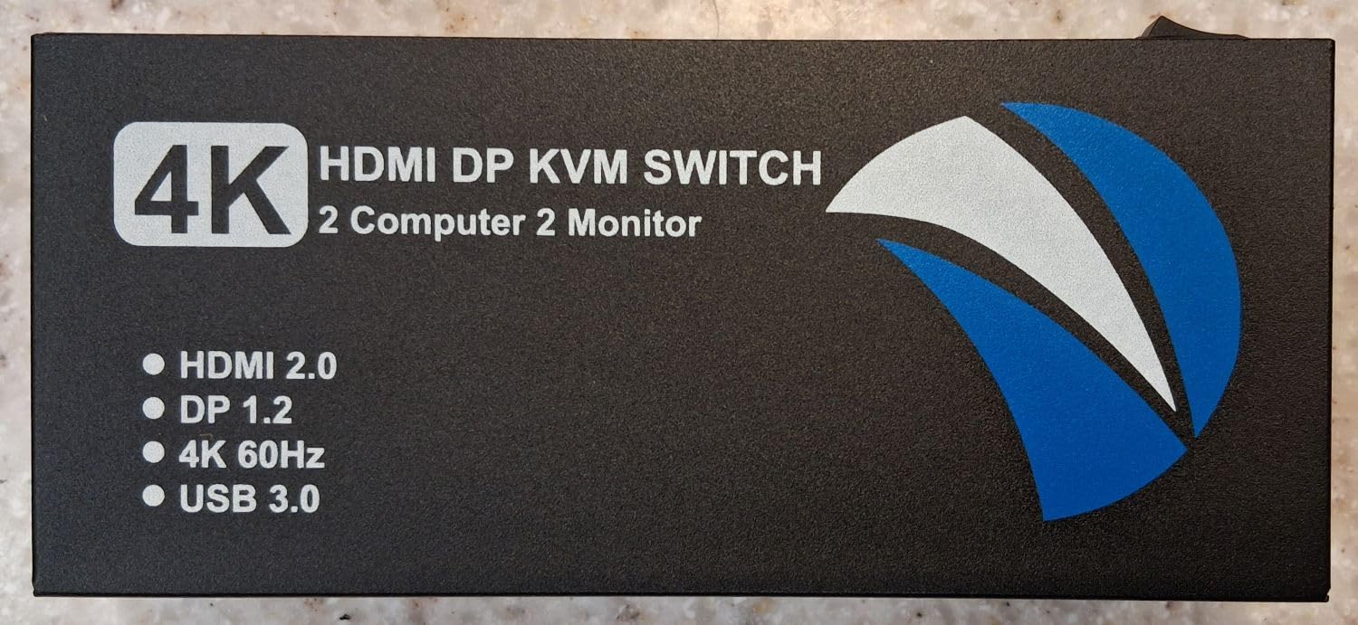 HDMI DisplayPort KVM Switch 2 Monitors 2 Computers, 4K@60Hz Dual Monitor KVM Switches HDMI DisplayPort for 2 Computers Share 2 Monitors and 4 USB Devices for Keybord Mouse Printer Hard Drive customer photo 2