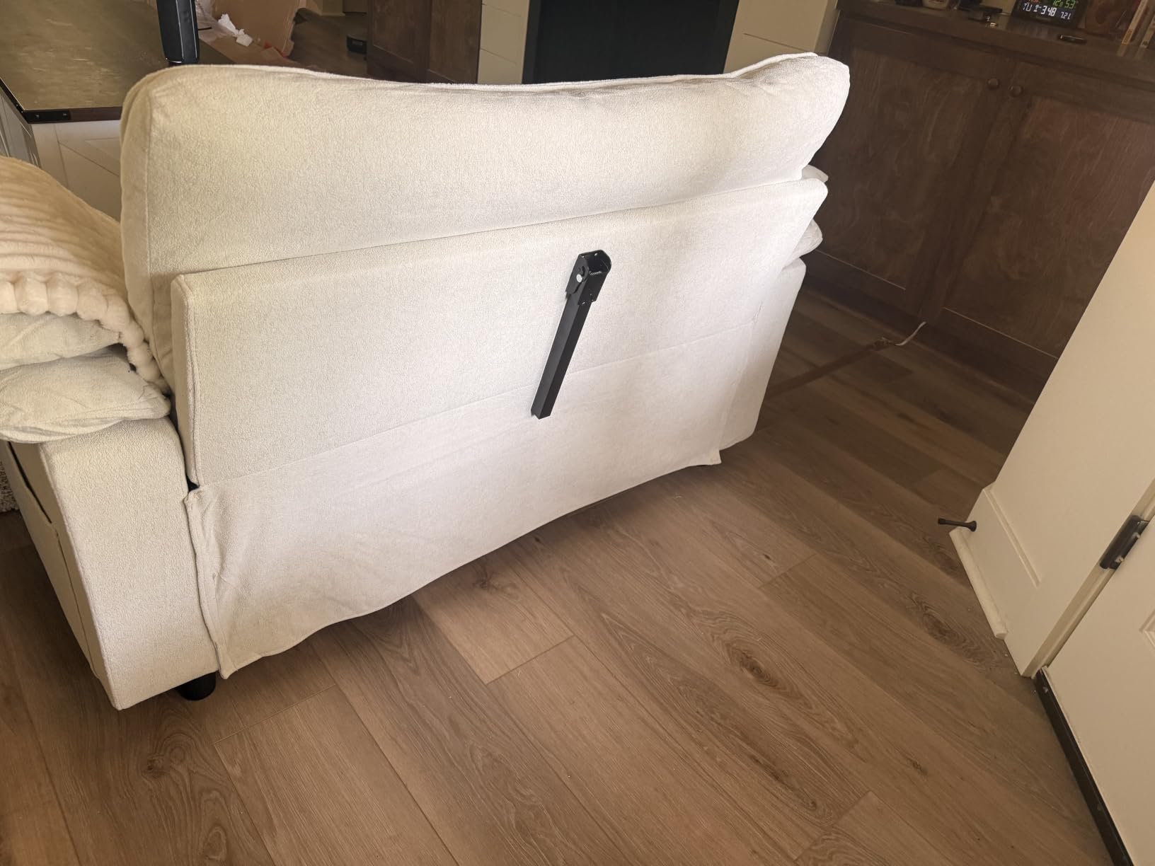 58'' Convertible Sofa Bed with USB Charger and Cup Holders, Teddy Fabric Loveseat Pull Out Couch with Adjustable Backrest and Side Pocket for Small Space(Grey) customer photo 2
