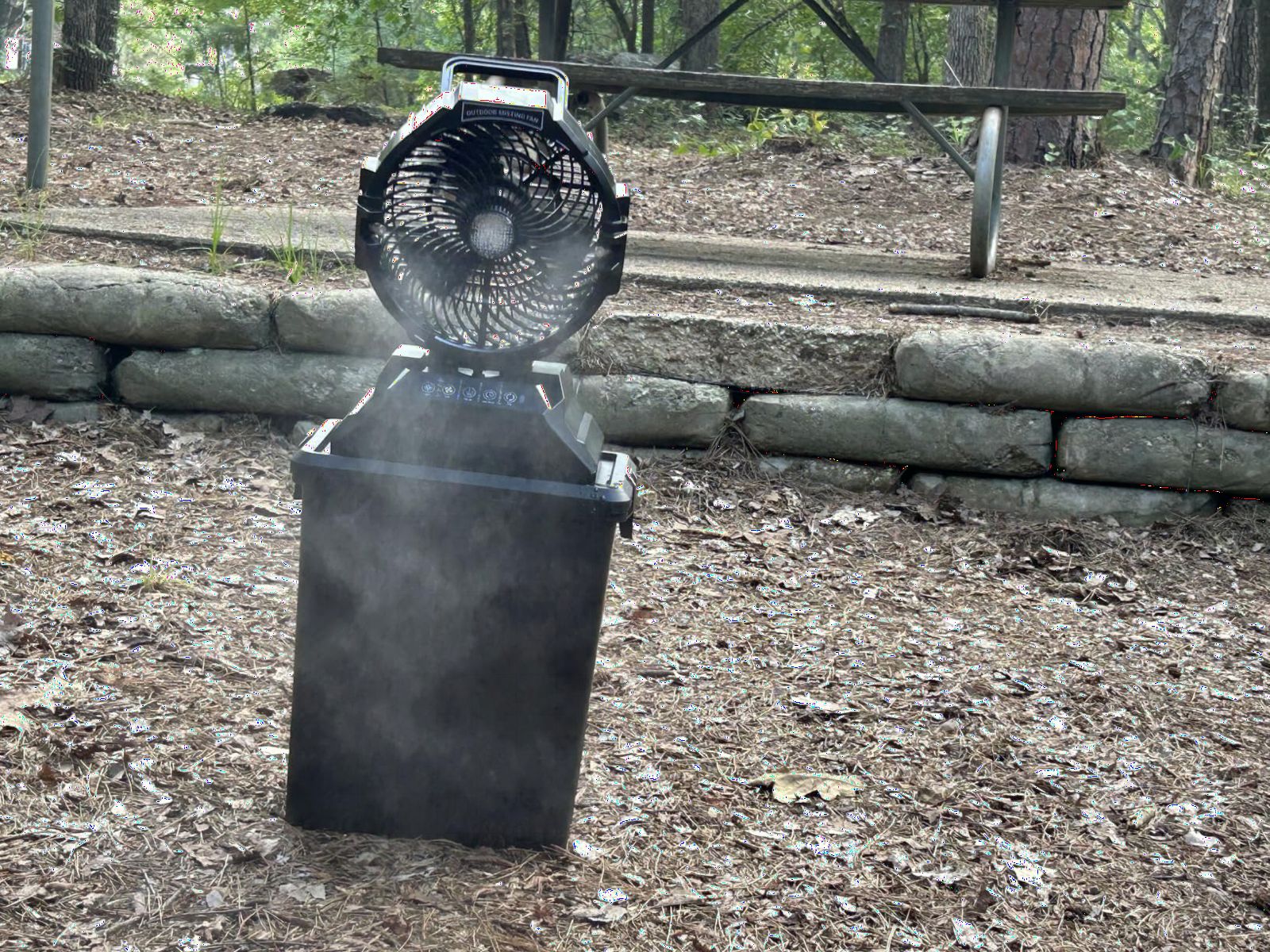 Portable Misting Fan for Outside, 70Hrs Camping Mister Fan, 15L Cooling Fan with Remote, Ice Fan with 4 Spray Speeds, 4 Misting Modes, 3 Light Modes for Garden/Camping/Party/Fishing customer photo 1