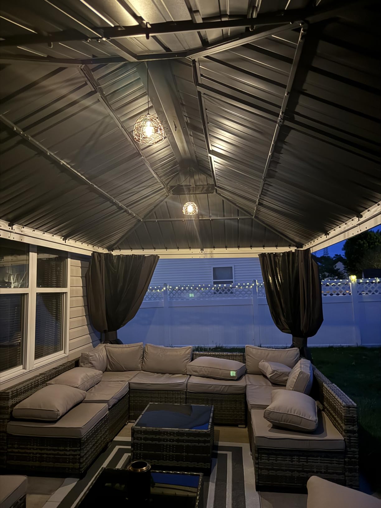 Solar Pendant Light Indoor Outdoor 4/6/8H Timer Set of 2 Remote | Dimmable Bohemian Hanging Solar Shed Gazebo Chandelier Lights, Waterproof for Patio, Gazebo, Pergola, Kitchen Decor Lighting customer photo 2