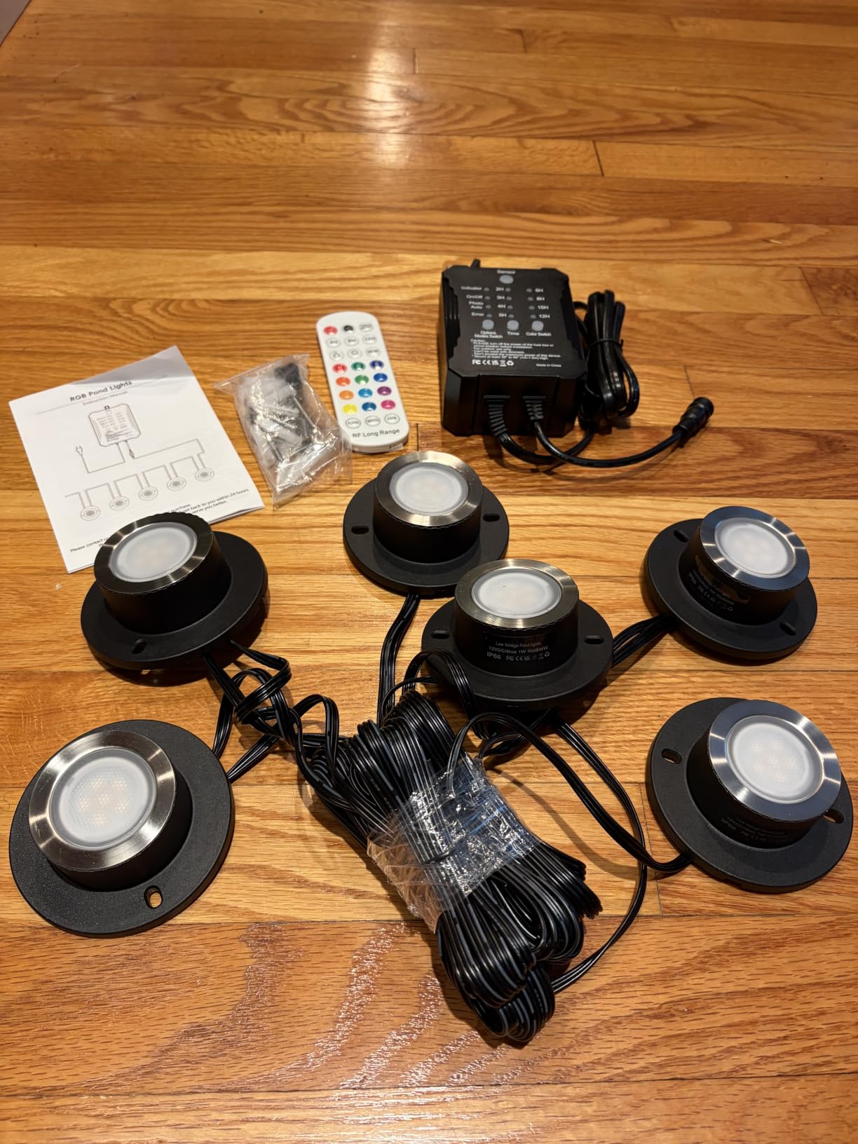LED Pond Lights RGBWW, Underwater Pond Lights with 12V Timer Transformer, 6 Head Outdoor IP68 Waterproof Submersible Fountain Lights, Remote Control & Photocell Sensor for Pond, Waterfall, Garden customer photo 2