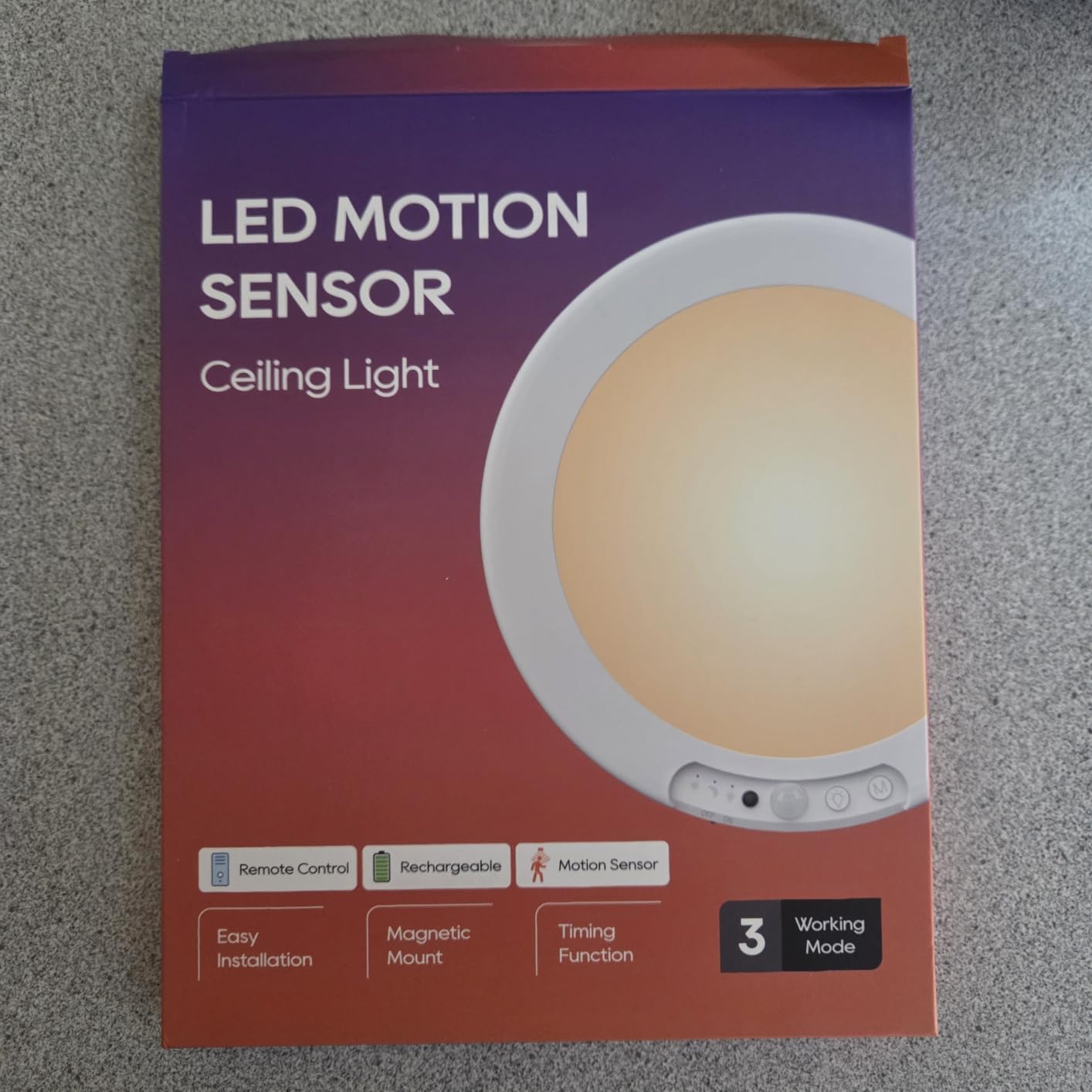 Rechargeable Motion Sensor Ceiling Light, 8000mAh Battery Operated Ceiling Lights with Remote, Magnetic Wireless Closet Light, 3 Color Dimmable LED Shower Lights for Closet Pantry Shed Hallway Patio customer photo 1