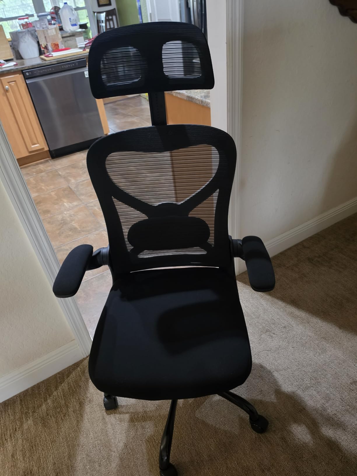 Ergonomic Office Chair for Back & Neck Pain Relief, Virgin Foam Seat, 2D Adjustable Lumbar & 3D Headrest, Tilt & Rock for Relaxation, Ideal for Long Sitting Comfort, White/Gold customer photo 1