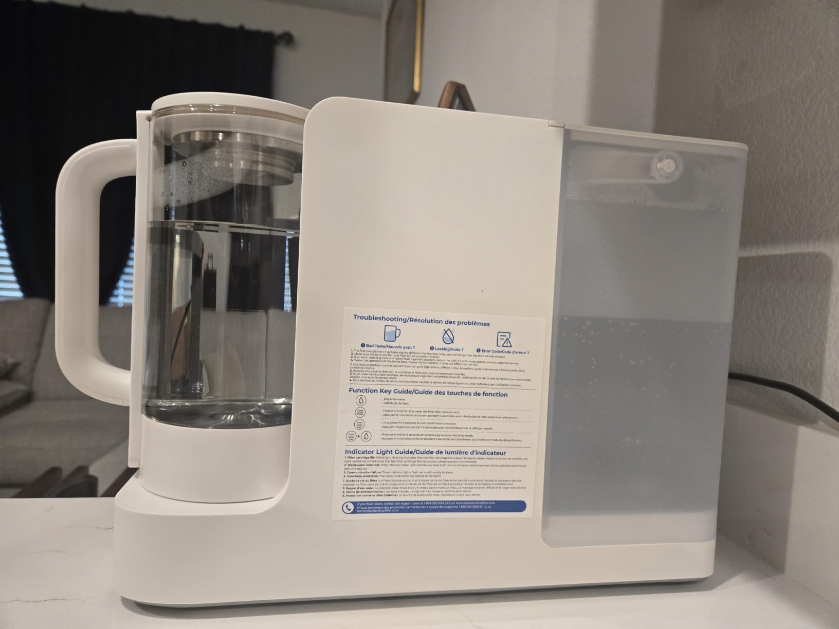 Waterdrop C2SL Reverse Osmosis Water Filter Countertop, Mineral RO System | 7-Stage RO Water Filtration System with Autofill Glass Pitcher, NSF/ANSI 372 Certified, Voice Prompts, 3:1 Pure to Drain customer photo 1