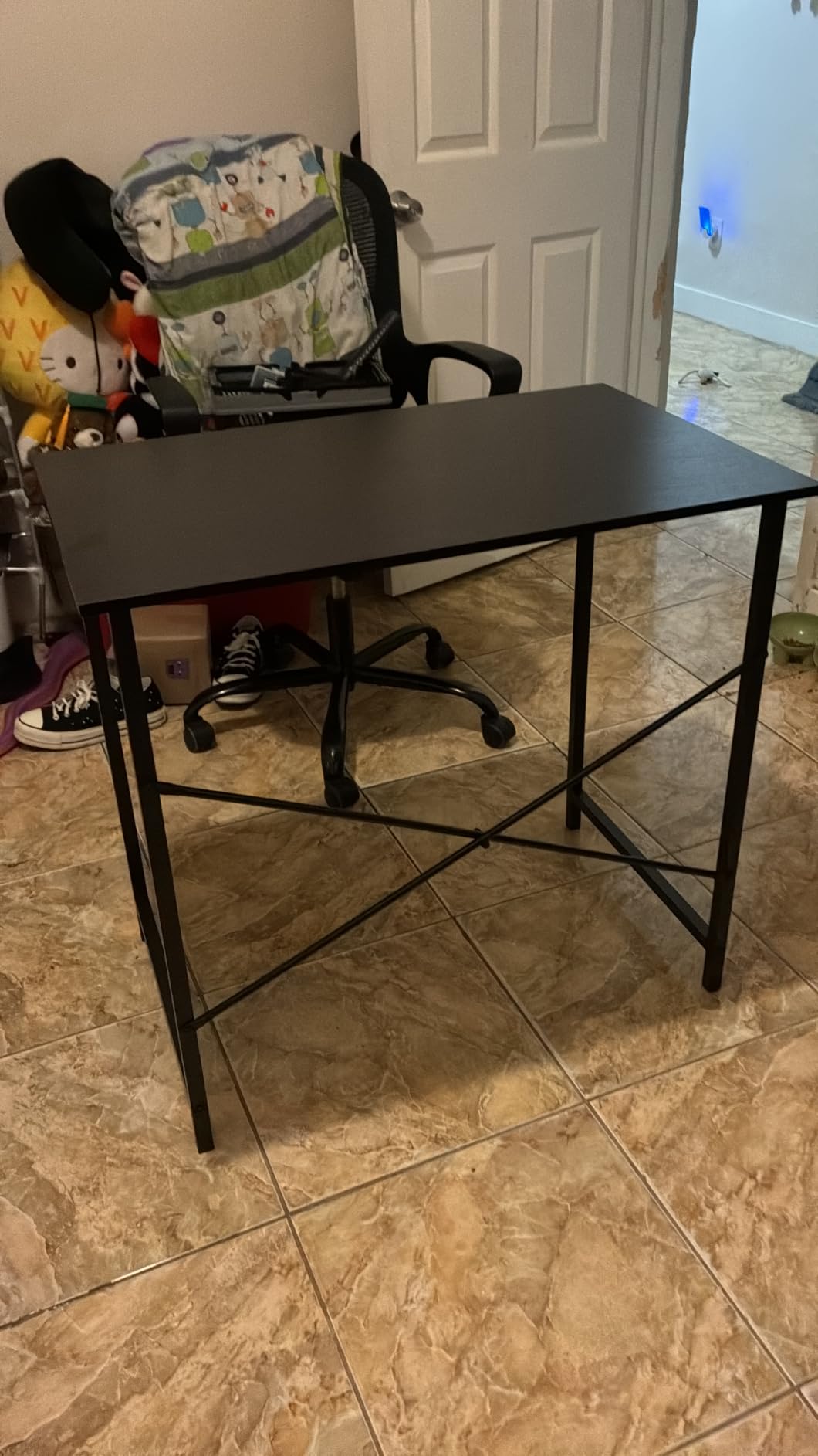 DUMOS 32 Inch Small Computer Desk for Home Office, Modern Study Writing Gaming Work Table Simple Style for Bedroom with X-Shaped ReInchforcement, Rustic Brown customer photo 1
