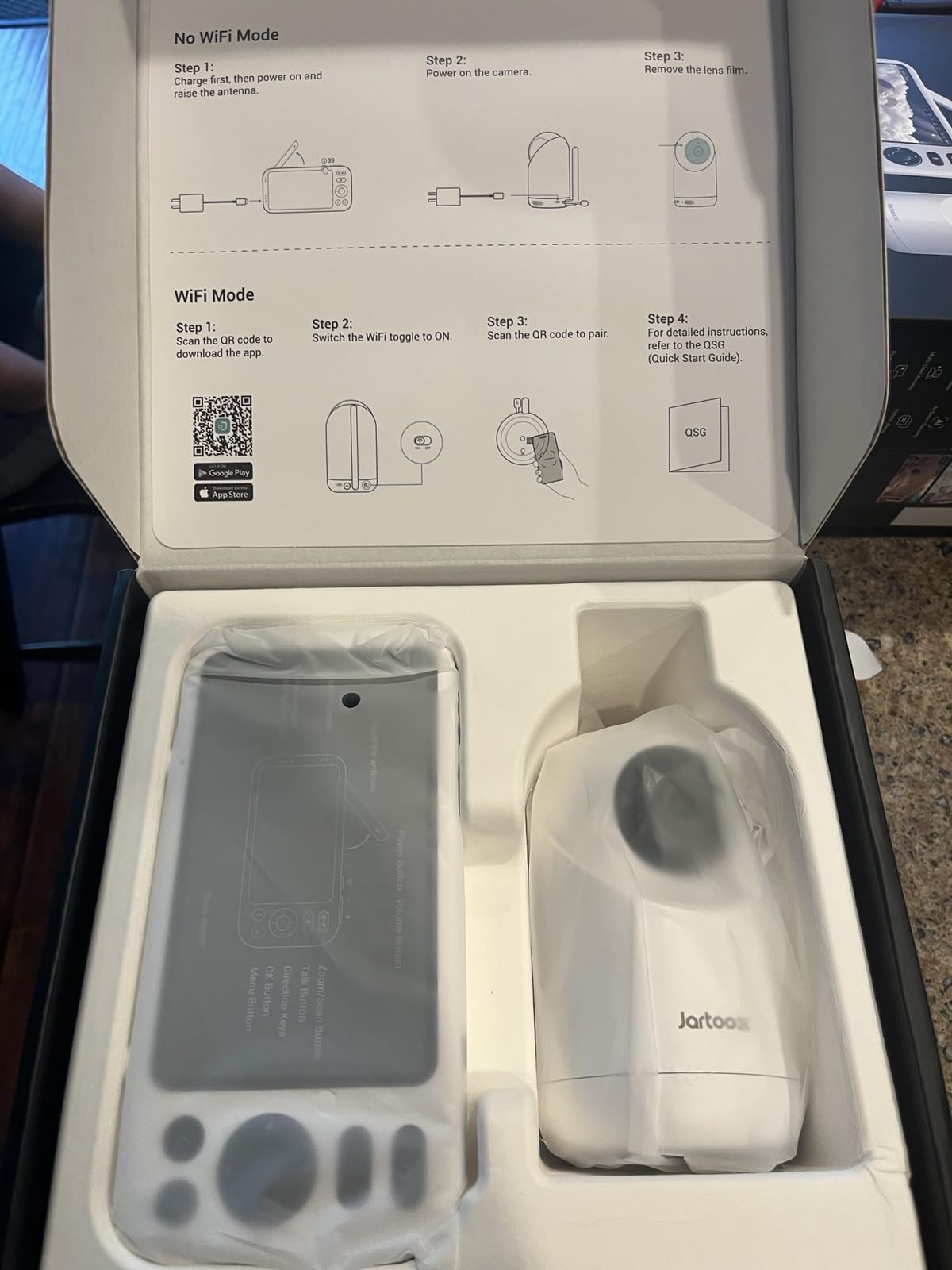 Jartoo Smart Baby Monitor with 2K Camera & Mount, 2000ft Long Range, 5.5