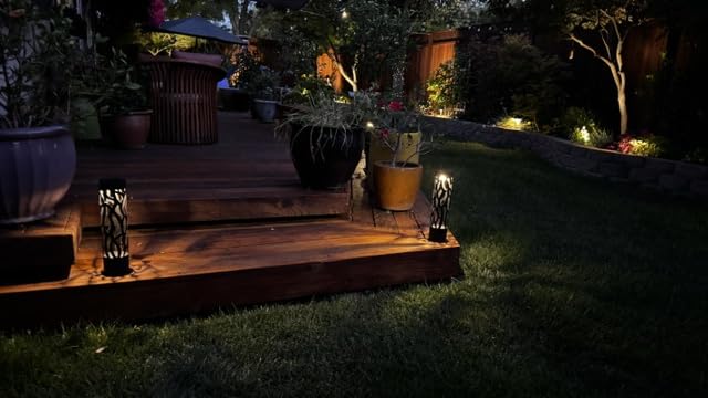 Home Zone Living Secure Solar Bollard Pathway Lights, 4-Pack, Black, 4