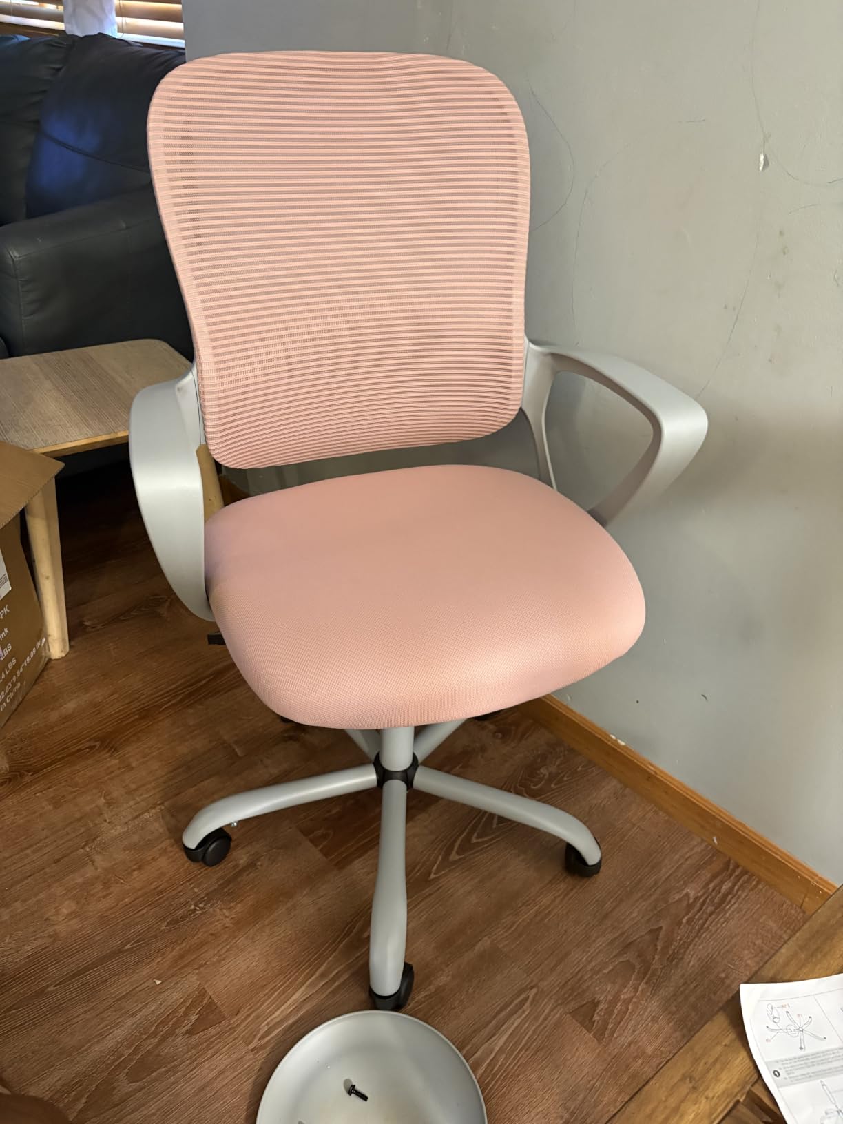 Sweetcrispy Home Office Managerial Executive Chair with Ergonomic Design, Mid-Back Mesh 360° Swivel, Comfortable Lumbar Support, Comfy Arms for Bedroom,Study,Student, Black customer photo 1