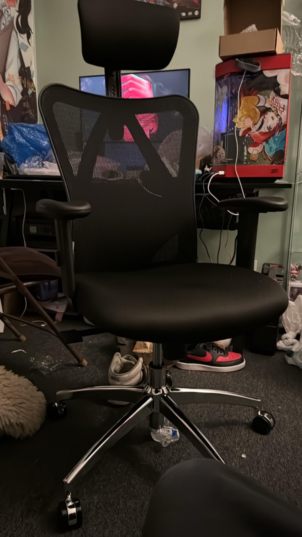 SIHOO B100 Office Chair, Comfy Ergonomic Office Chair, High Back Computer Chair with Adaptive Lumbar Support & wide Headrest, Flip-up Armrests, Swivel Desk Chair for Long Hours, WITHOUT Footrest, Grey customer photo 1