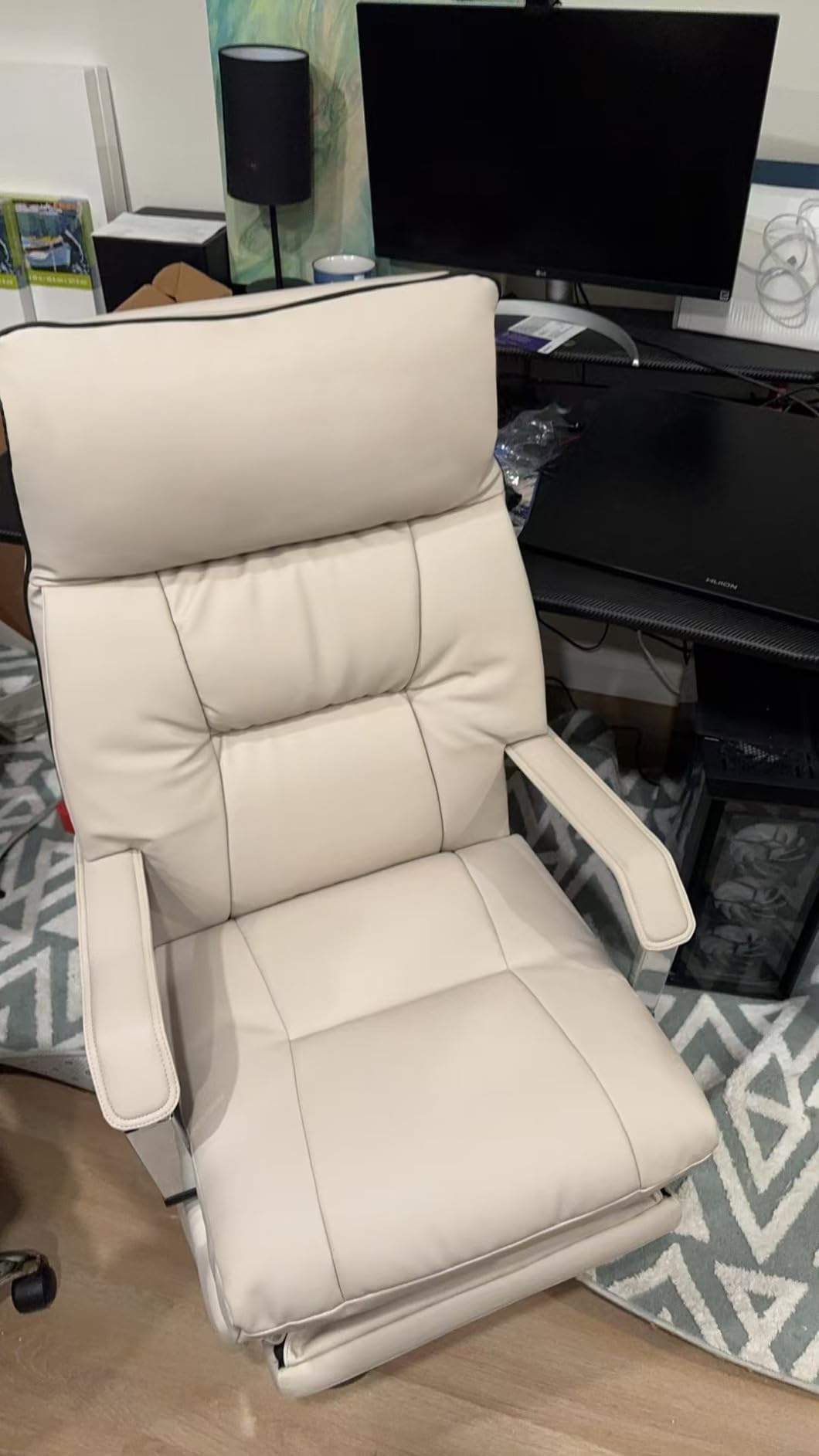 Dual Motor Executive Office Chair, Big & Tall 450lbs, Electric, Brown | Electric recliner with footrest & USB ports, 170° zero gravity, one-touch reset, ergonomic lumbar support, 450lbs capacity customer photo 1