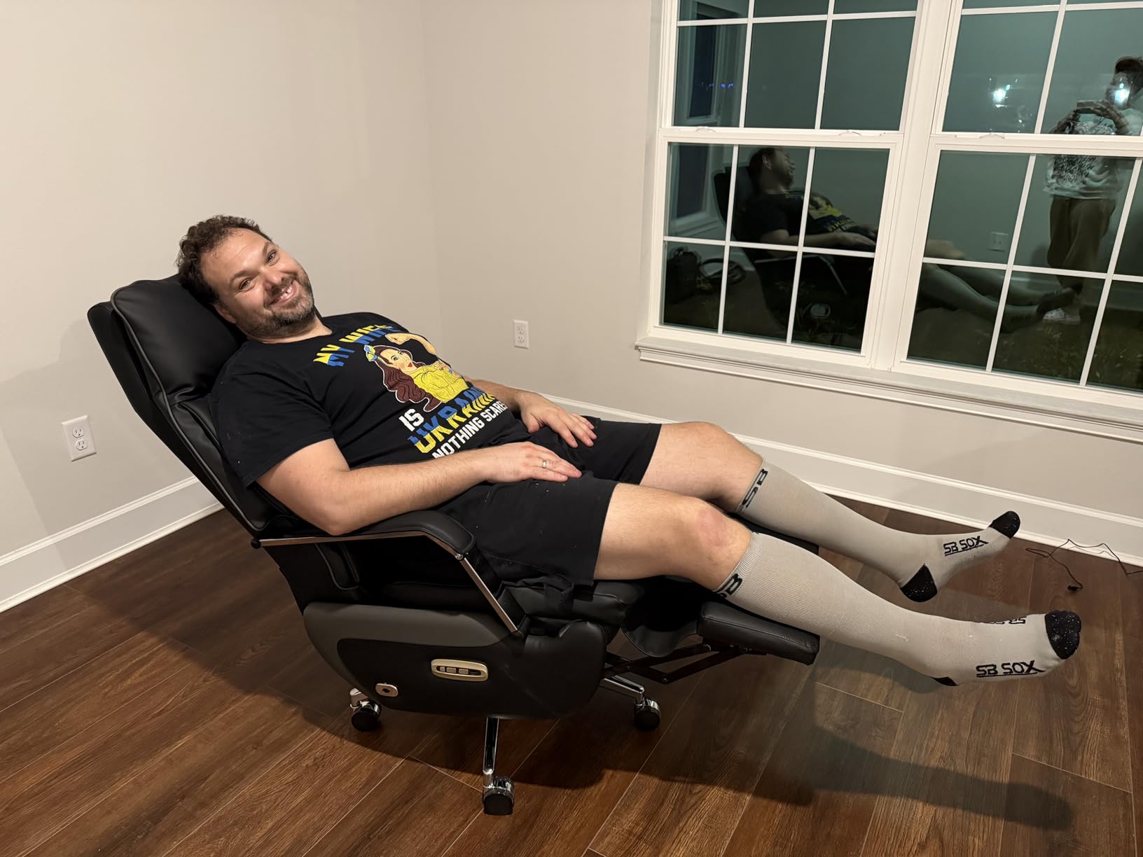 Dual Motor Executive Office Chair, Big & Tall 450lbs, Electric, Brown | Electric recliner with footrest & USB ports, 170° zero gravity, one-touch reset, ergonomic lumbar support, 450lbs capacity customer photo 2