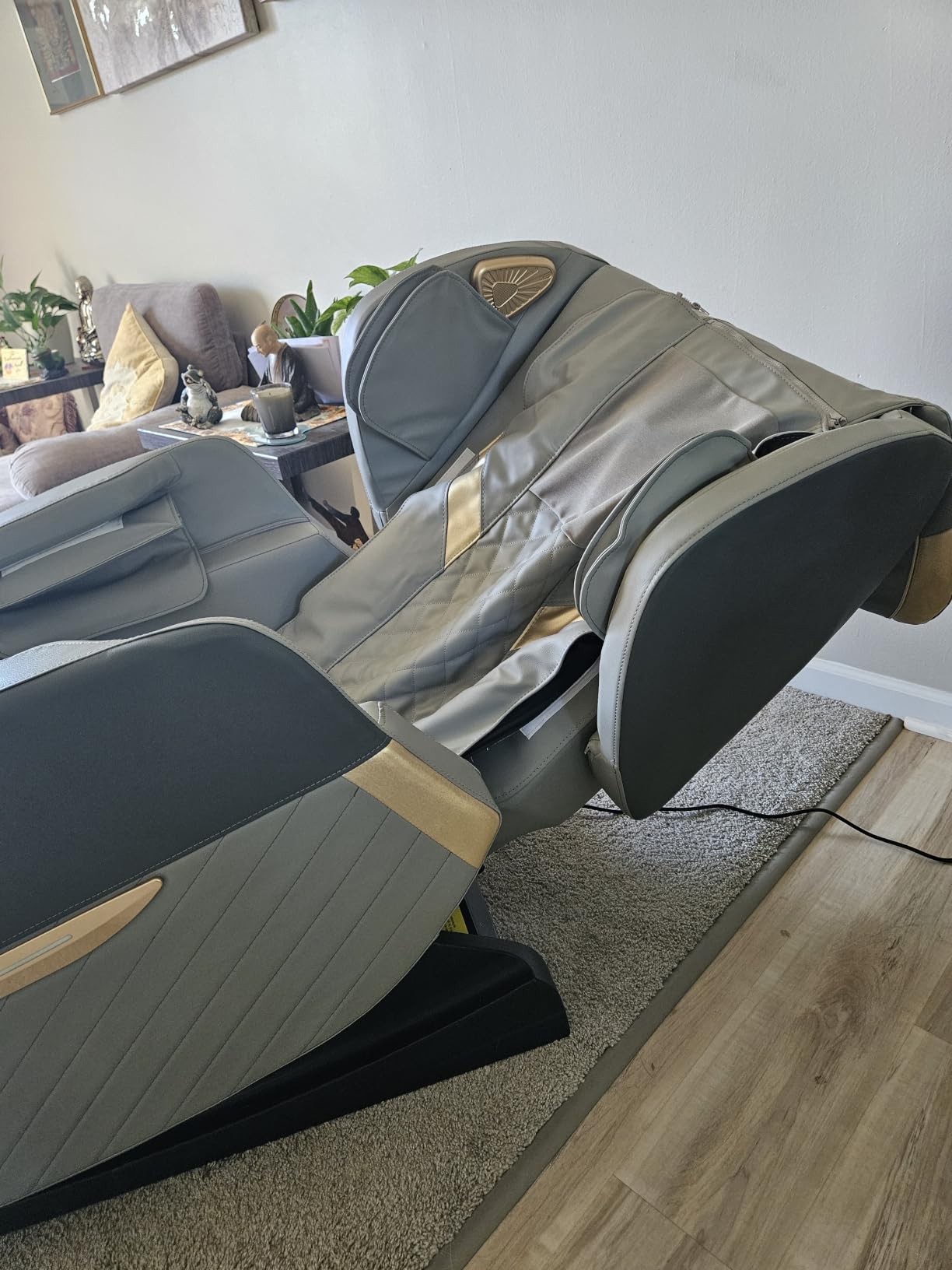 Massage Chair Full Body, Zero Gravity Massage Chair with 16 Fix Rollers, Auto Massage Program, Foot Massage, Recliner Chair with Heating, Touch Screen Controller, Bluetooth Speaker(Light gray) customer photo 2