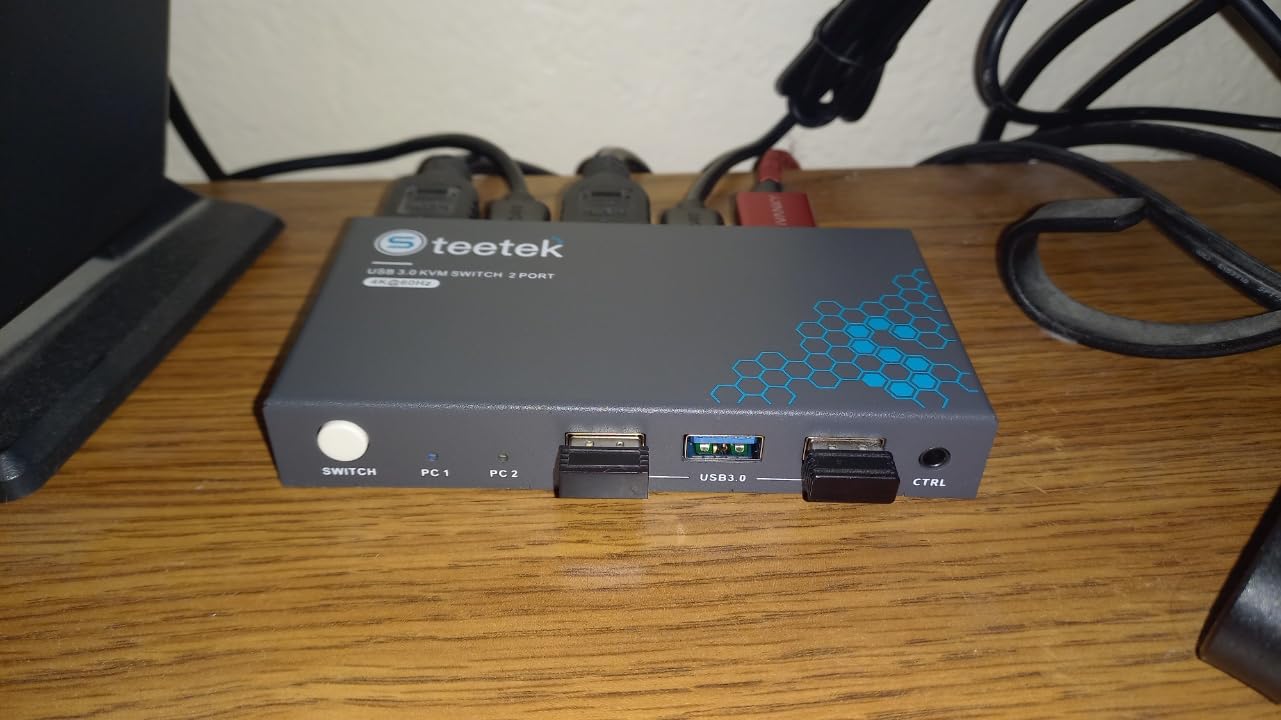 Heravo USB 3.0 HDMI KVM Switch 2 Monitors 2 Computers, 4K@60Hz Dual Monitor | KVM Switch for Home Office, Remote Work & IT Setup, Share Keyboard Mouse Printer with EDID, 4 USB Ports - S7232H2 customer photo 1