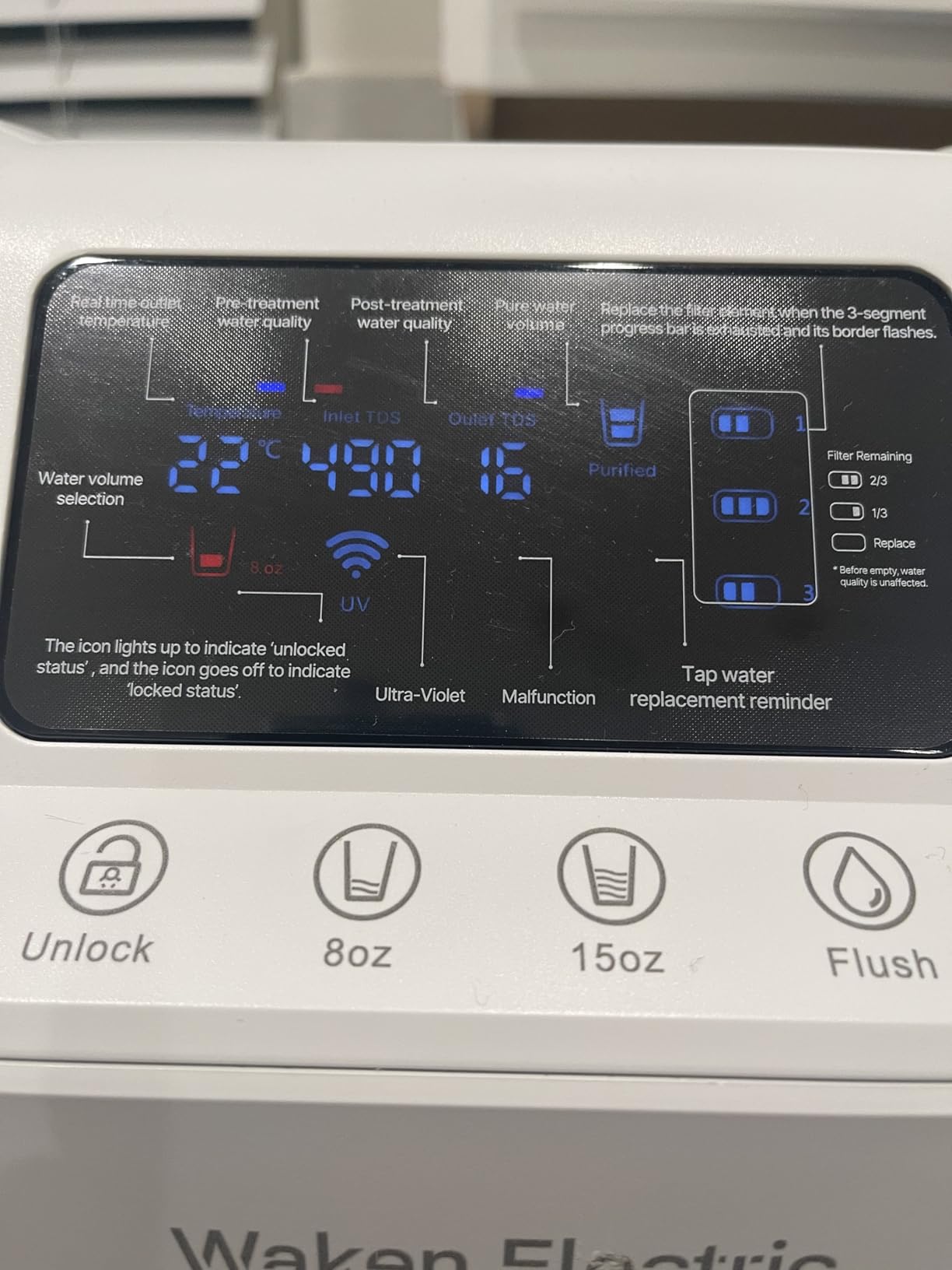 Waken Electric UV Countertop RO Water Filter System, Glacier White | 8-Stage RO Water Filtration, NSF/ANSI 58&61 Certified, TDS Monitor, 4:1 Drain, No Install, PFAS Free customer photo 1
