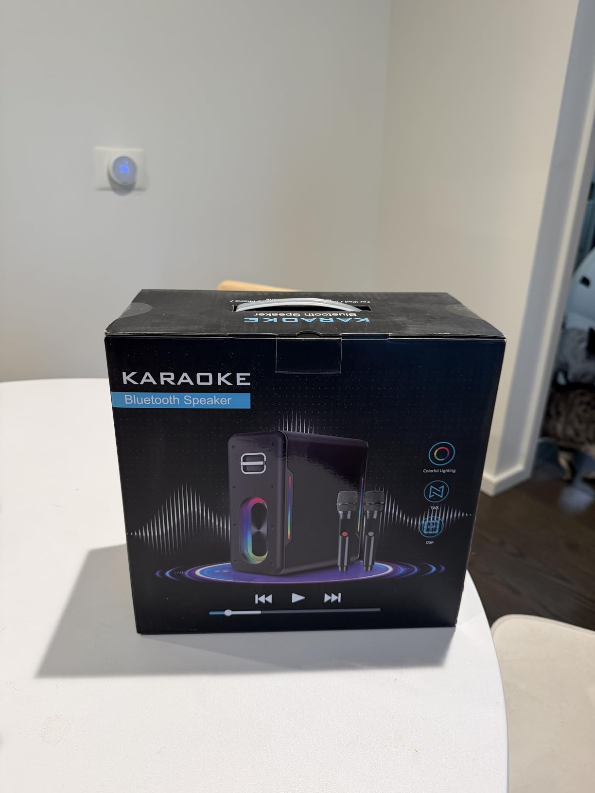 Karaoke Machine for Adults, Portable Bluetooth Karaoke Speaker with 2 Wireless Microphones, 2 Voice Mode & LED Party Lights, Birthday Gifts for Kids Family,Supports BT/TWS/AUX/USB/TF (Black) customer photo 1