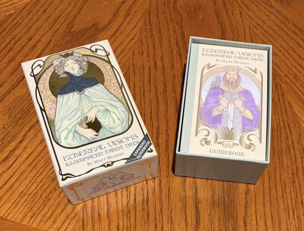 Ethereal Visions Illuminated Tarot Deck: Elegant 80-Card Art Nouveau Tarot Deck with Gold Foil, Full-Color 140-Page Guidebook, Hand-Drawn Illustrations – Ideal for Beginners & Collectors customer photo 2