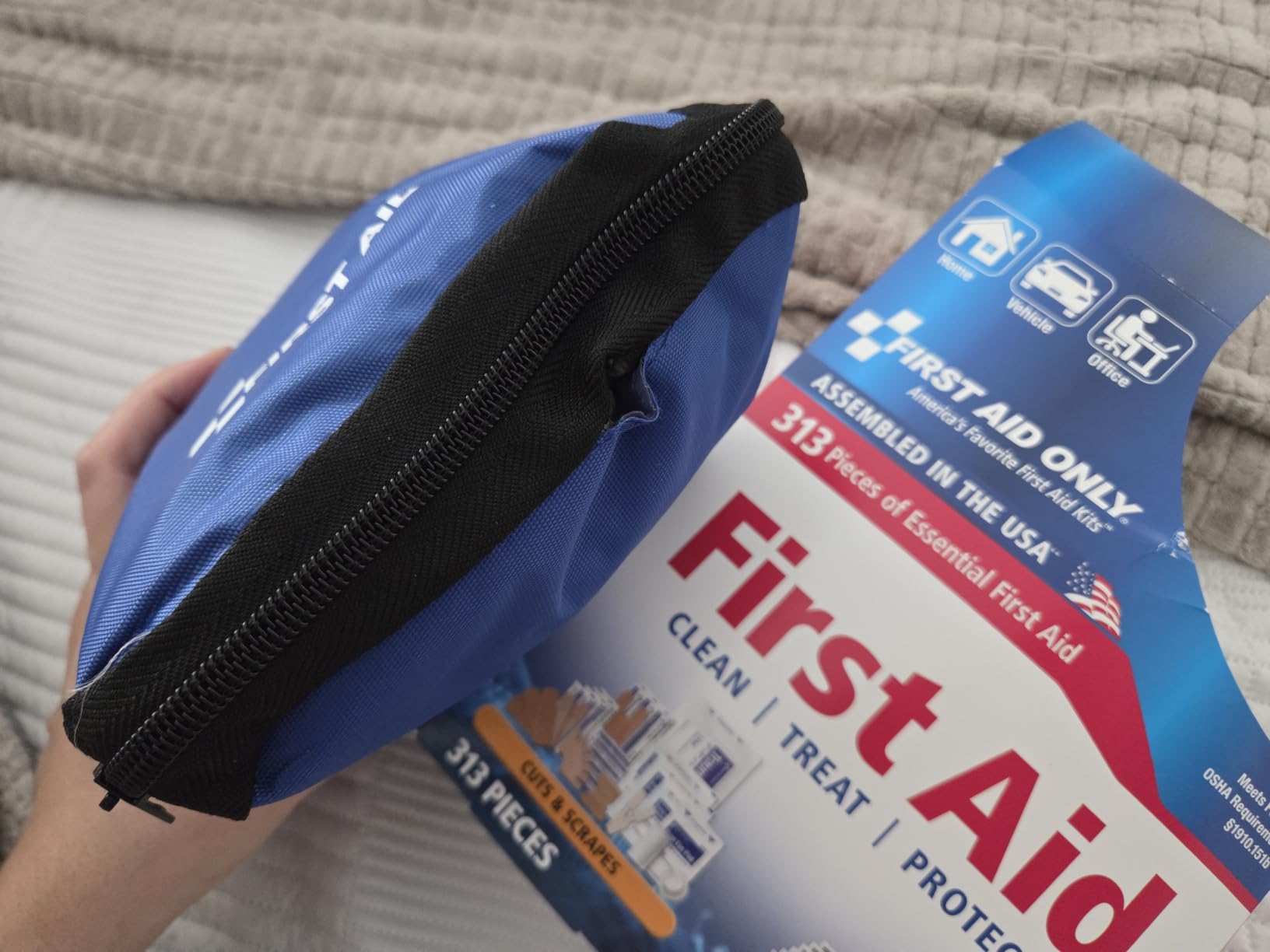 First Aid Only 298 Piece All-Purpose Emergency First Aid Kit for Home, Office, Car, Apartment, Dorm, and Camping, Travel-Friendly Compact Pouch Fits in Backpacks, Suitcases, Cabinets, and Drawers customer photo 2