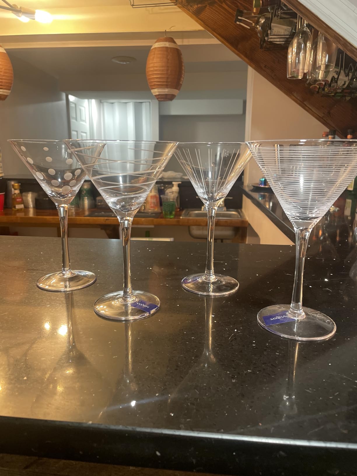 Mikasa Cheers 10-Ounce Martini Glasses, Fun Etched Designs, Durable Clear Glass Cocktail Glassware, Set of 4, Perfect for Entertaining and Gifting customer photo 1