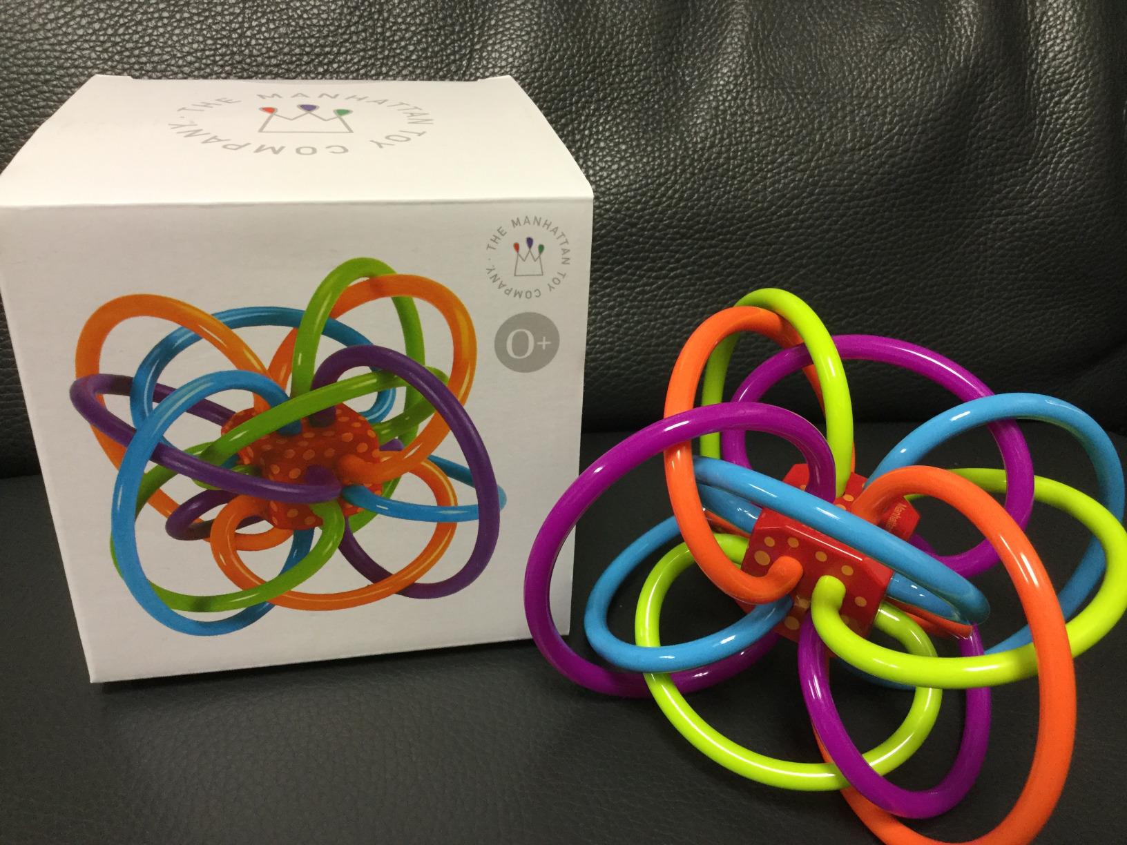 Manhattan Toy Winkel Rattle & Sensory Teether Toy, Blue/Green/Orange, 5 Inch x 4 Inch x 3.5 Inch customer photo 1