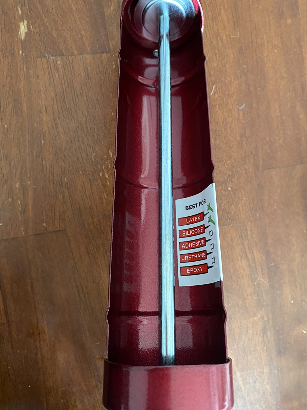 Newborn 189D Drip-Free Super Ratchet Rod Cradle Caulking Gun, 1/10 Gallon Cartridge, 6:1 Thrust Ratio, Red customer photo 2