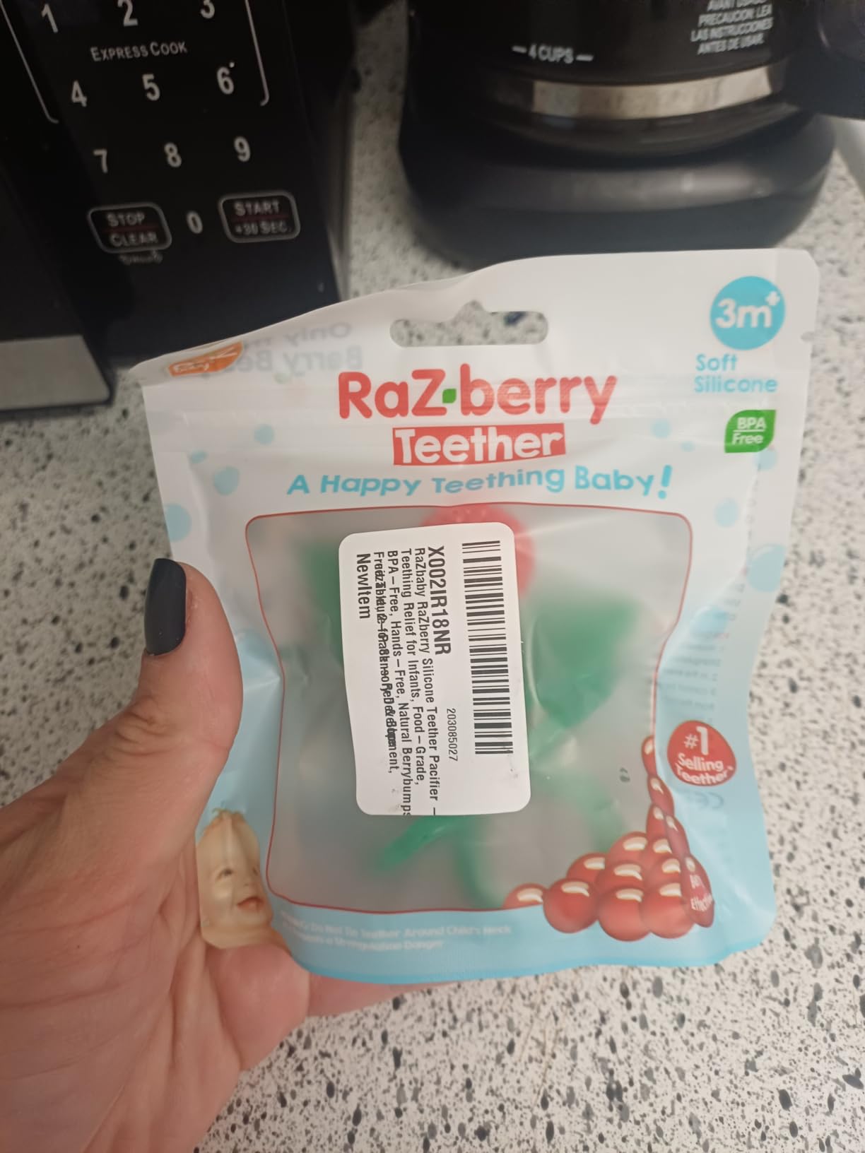 RaZbaby RaZberry Silicone Baby Teether Toy - Berrybumps Soothe Babies Sore Gums - Infant Teething Toy - Hands Free Design - BPA Free - Easy-to-Hold Design - Teething Relief Pacifier - Fruit Shape/Red customer photo 1