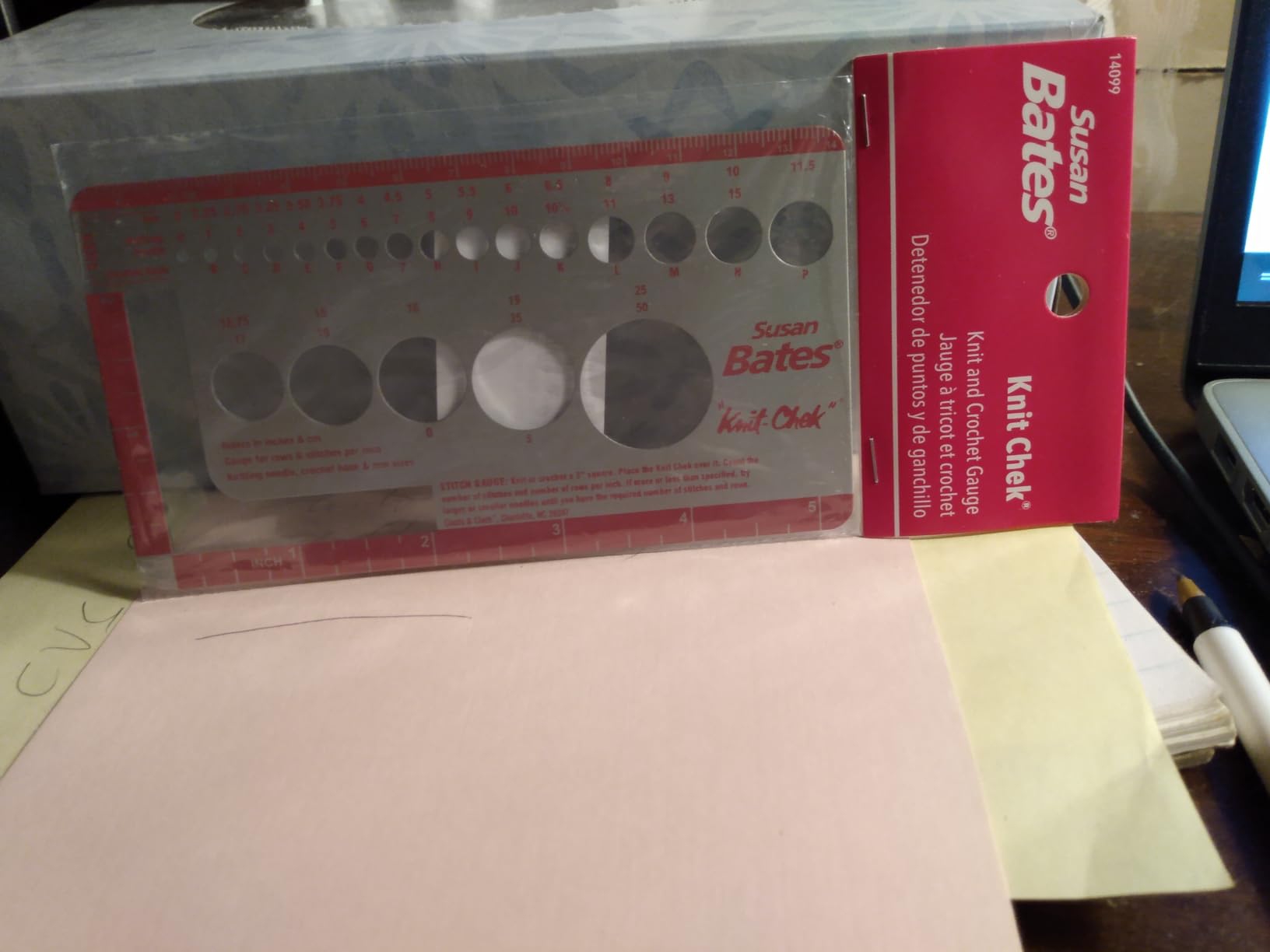 Susan Bates 14099 Knit-Chek for Knitting Needle, Pink, 3 by 5-1/2-Inch customer photo 1