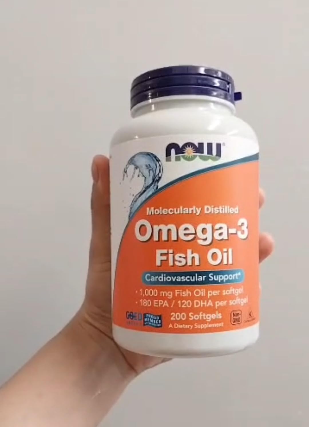 NOW Foods Supplements, Omega-3 180 EPA / 120 DHA, Molecularly Distilled, Cardiovascular Support*, 200 Softgels customer photo 1