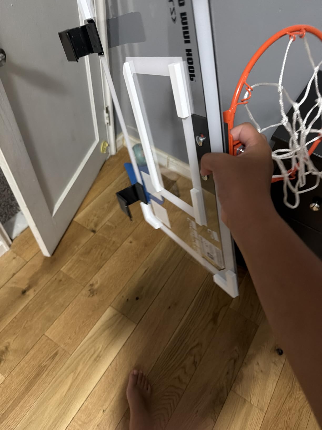 SKLZ Pro Mini Indoor Basketball Hoop with Ball, Over the Door, Shatter-Proof Backboard, Spring-Action Break-Away Steel Rim, Great for Home, Dorm Room, and Office customer photo 2