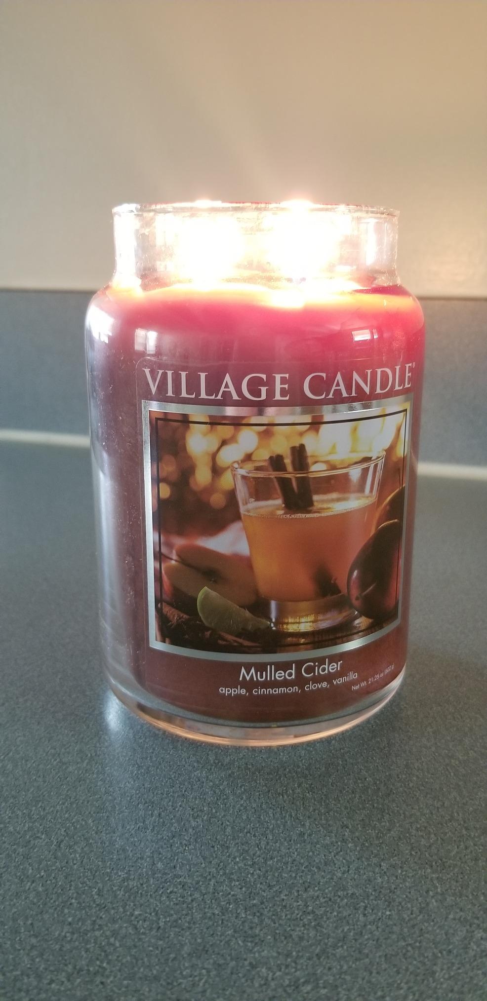 Village Candle Mulled Cider Large Glass Apothecary Jar Scented Candle, 21.25 oz, Red customer photo 1