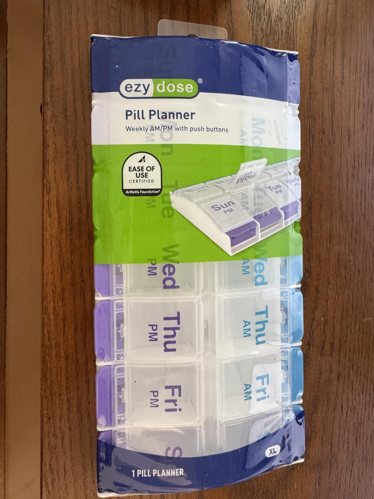 Ezy Dose Weekly (7-Day) AM/PM Pill Organizer, X-Large Case, Blue/Purple | Daily Vitamin Box & Supplement Medicine Planner, 2 Times a Day Push Button Compartments, Portable & Travel-Friendly, BPA-Free customer photo 1