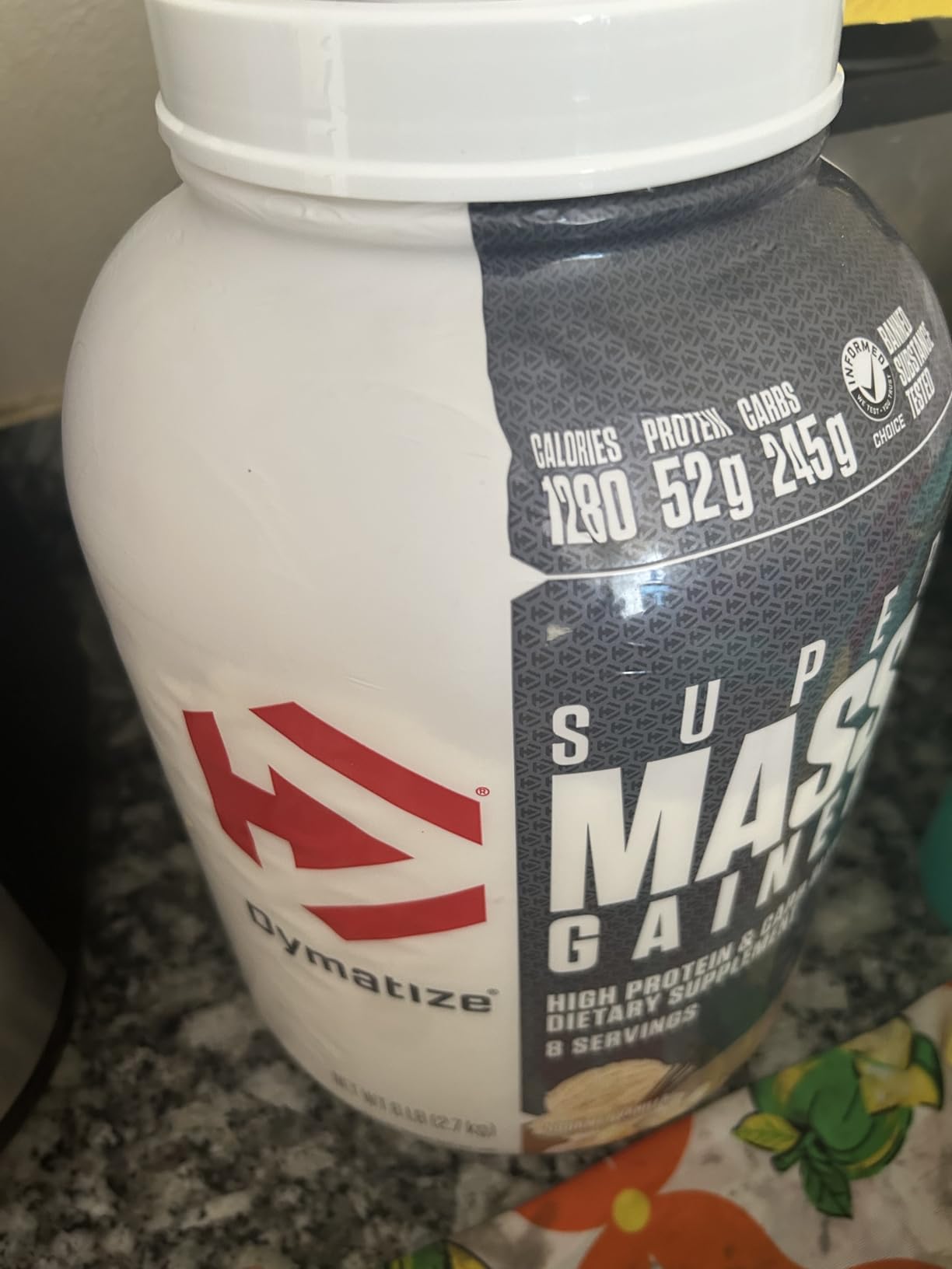 Dymatize Super Mass Gainer Protein Powder, Gourmet Vanilla, 52g Protein, 1g Creatine, 1280 Calories, 10.7g BCAAs, 245g Carbs, Contains Whey Protein Powder, Isolate, and Casein (8 Servings) customer photo 1