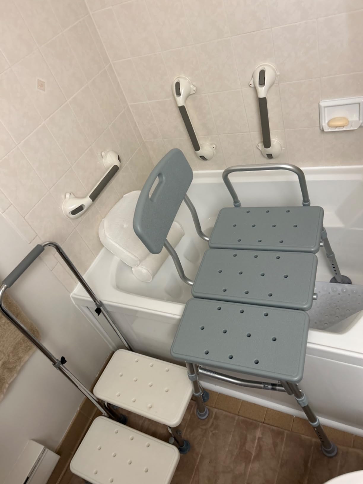 Drive Medical Tub Transfer Bench for Bathtub, Height Adjustable | Aluminum Tub Transfer Bench Offers Comfortable Backrest and Height Adjustable Design, 350 Lb Capacity customer photo 2