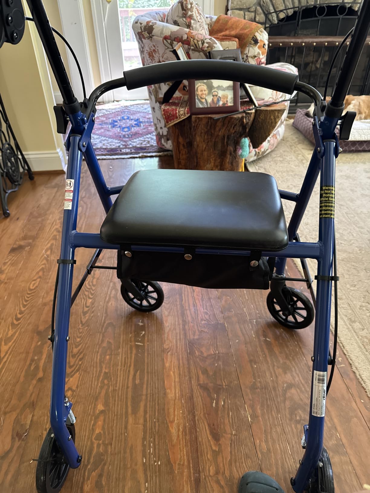 Drive Medical Aluminum Rollator Walker, Padded Seat, 6-Inch Wheels, Blue | Aluminum Rollator Walker Folds Up with 6 Inch Wheels for Indoor and Outdoor Mobility and Everyday Ease Daily customer photo 1