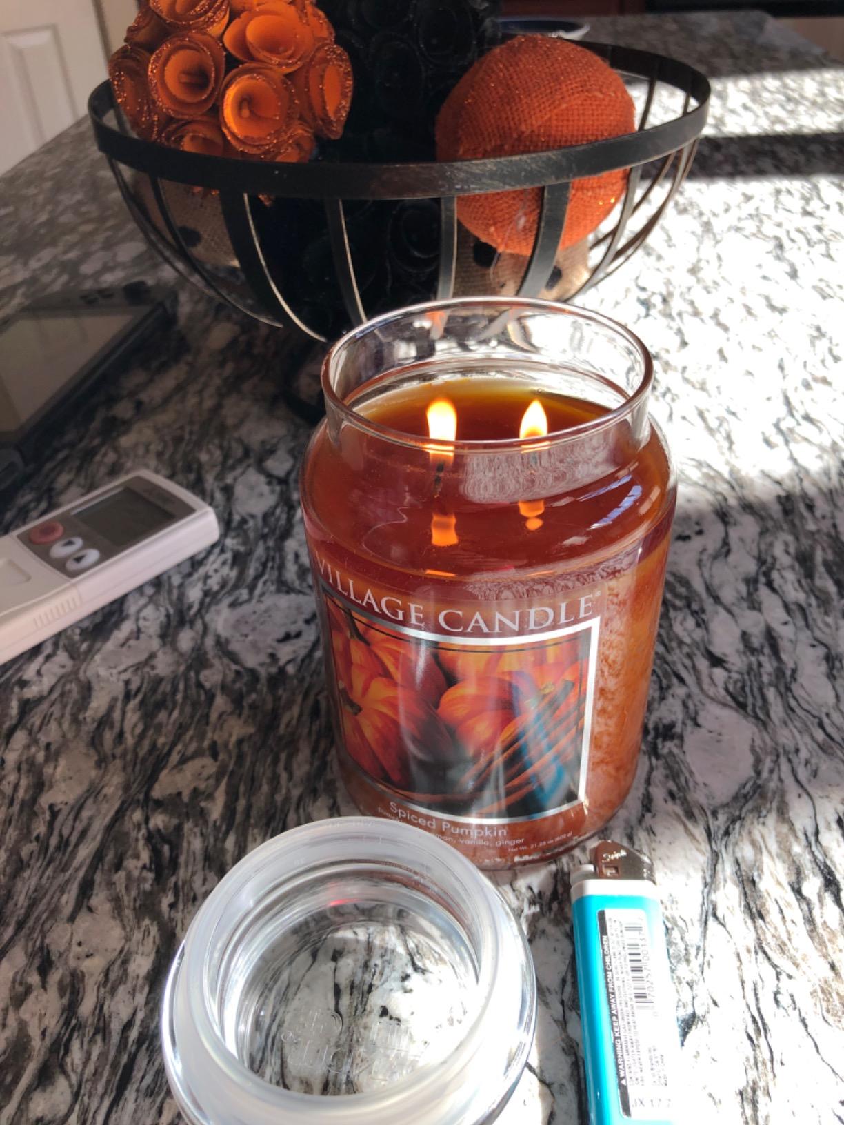 Village Candle Spiced Pumpkin Large Apothecary Jar, Scented Candle, 21.25 oz. customer photo 1