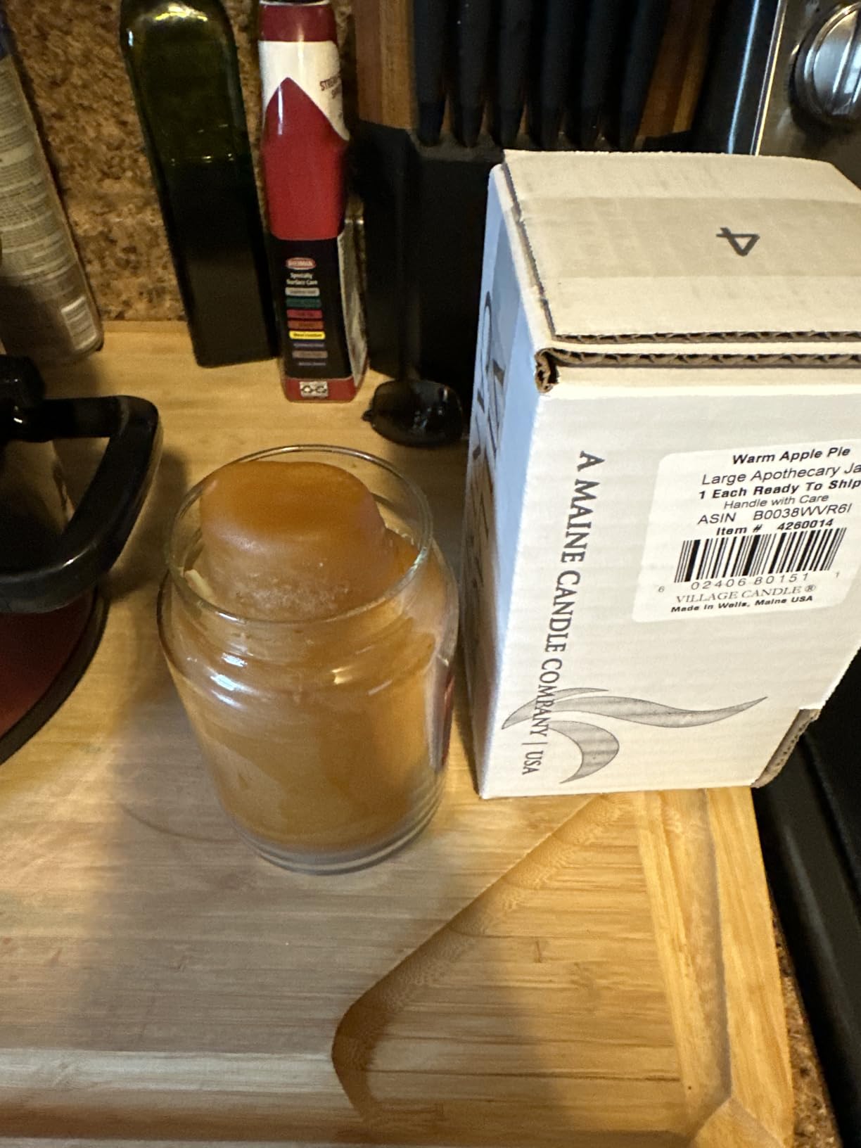 Village Candle Warm Apple Pie Large Glass Apothecary Jar Scented Candle, 21.25 oz, Brown customer photo 2