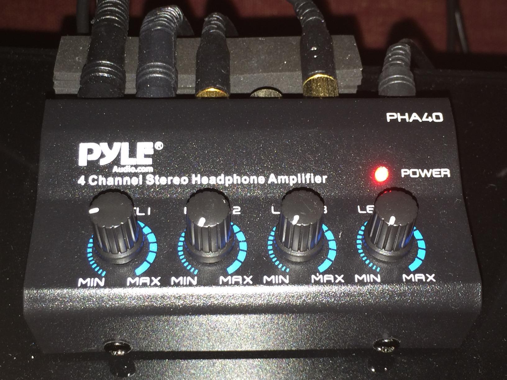 4-Channel Portable Stereo Headphone Amplifier - Professional Multi Channel Mini Earphone Splitter Amp w/ 4 ¼” Balanced TRS Headphones Output Jack and 1/4