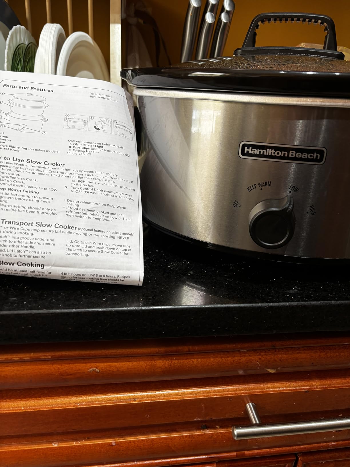 Hamilton Beach Slow Cooker with 3 Cooking Settings, Dishwasher-Safe Stoneware Crock & Glass, 8-Quart Built-In Lid Rest, Black customer photo 1