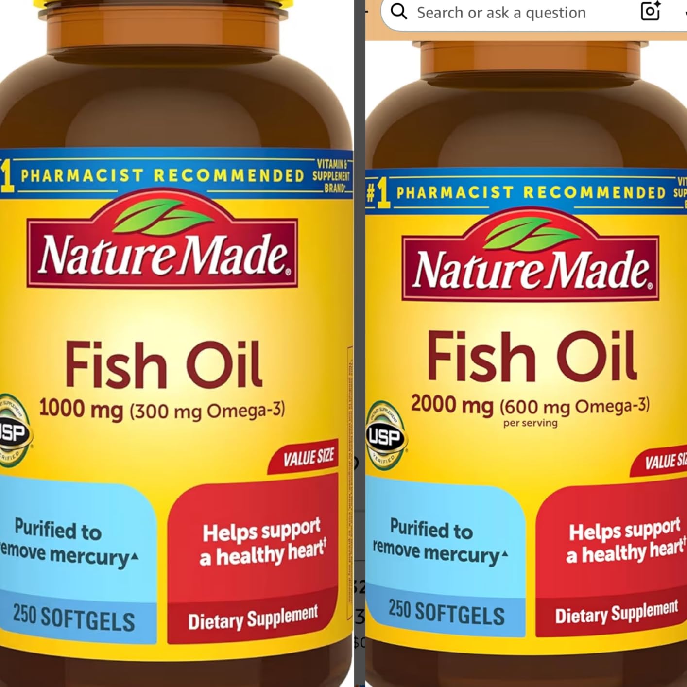 Nature Made Fish Oil Omega 3 Supplements, 1000mg Softgels, 250 Softgels customer photo 2