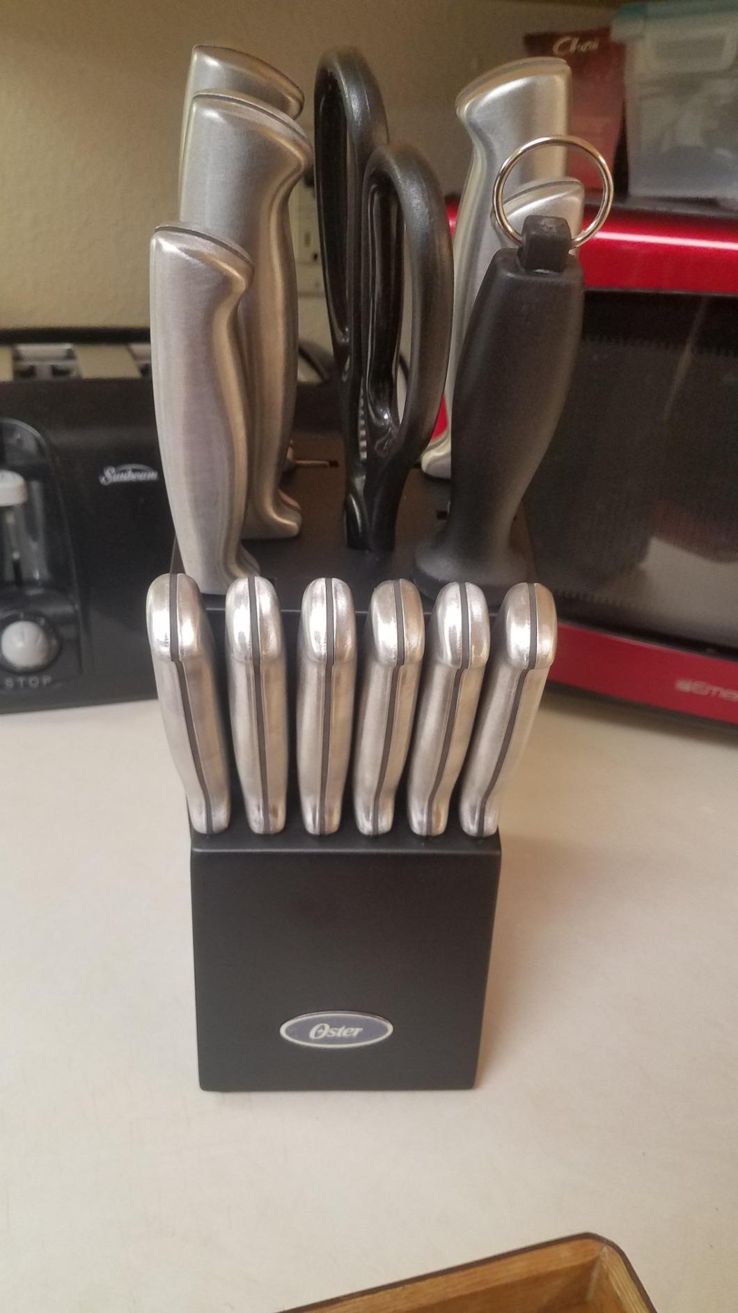 Oster Baldwyn Stainless Steel Cutlery Knife Set, Brushed Satin, 14-Piece customer photo 1