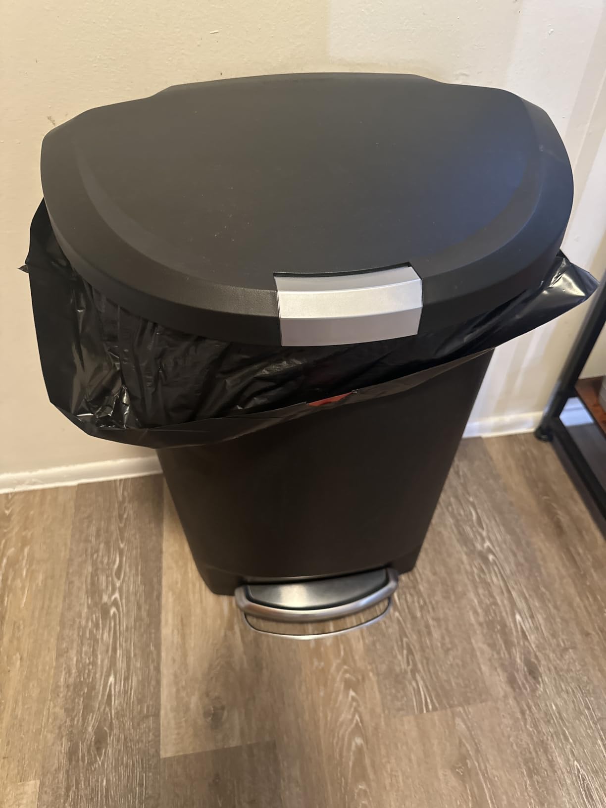 simplehuman 50 Liter / 13 Gallon Semi-Round Kitchen Step Trash Can with Secure Slide Lock, Grey Plastic customer photo 1