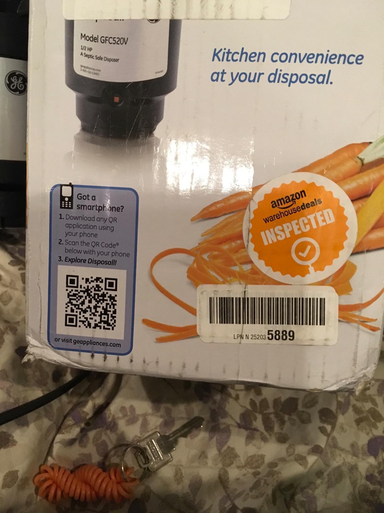 GE Disposall Continuous Feed 1/2 Horsepower Motor Garbage Disposer, Good for Grinding: Cooked Meat, Beans, & Seeds, Easy Install Kit, Non-Corded, Recommended for 2-4 Person Homes, GFC520N customer photo 2
