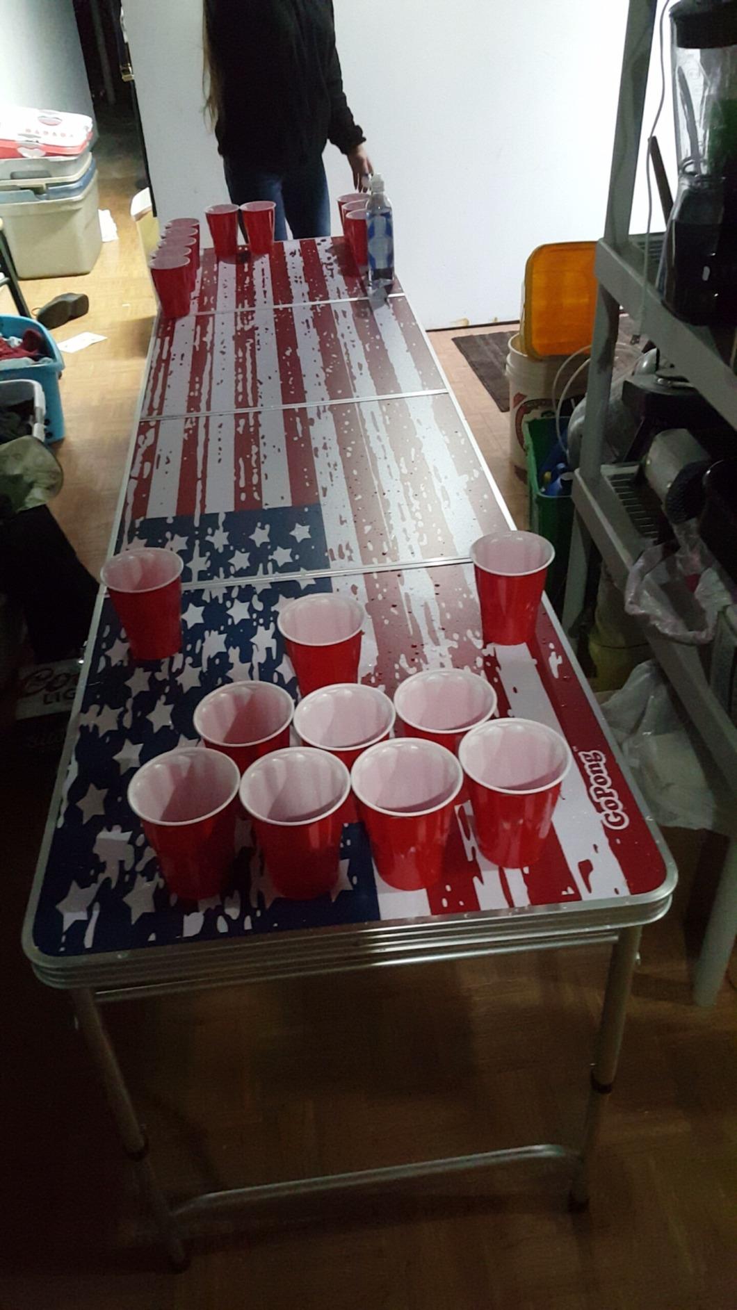 GoPong 8 Foot Portable Beer Pong/Tailgate Tables (Black, Football, American Flag, or Custom Dry Erase) customer photo 2