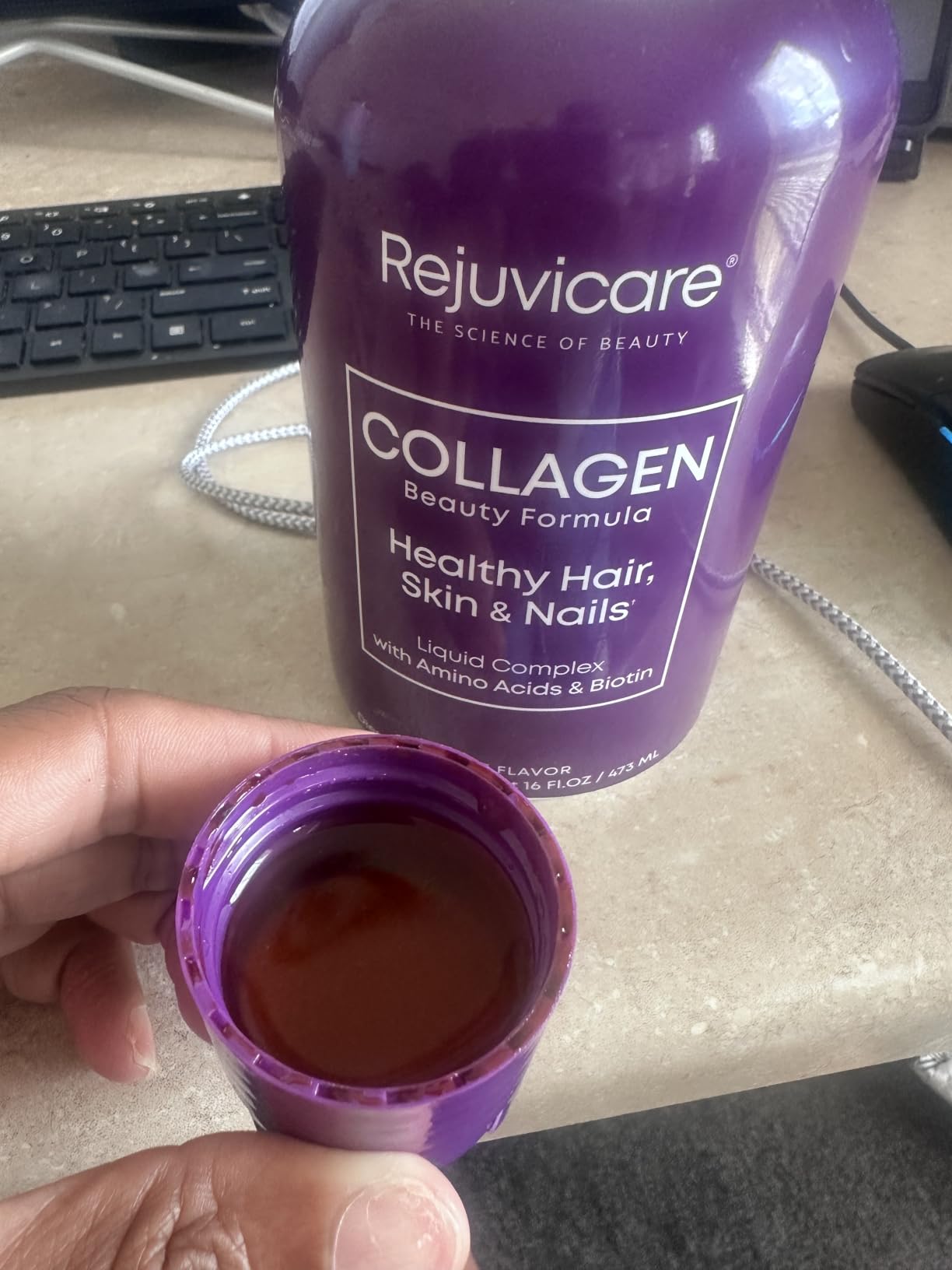 Rejuvicare Liquid Collagen Beauty Formula with Amino Acids, Protein and Biotin, Delicious Grape Flavor, Purple 16 oz ,32 servings customer photo 1