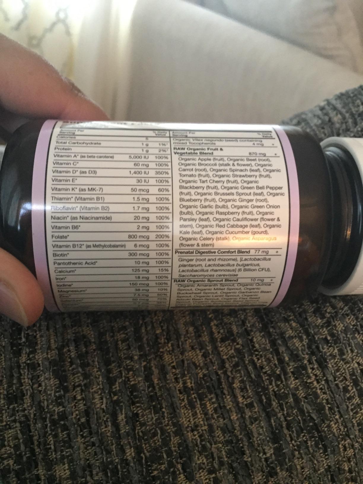 Garden of Life Vitamin Code Raw Prenatal Multivitamin for Women with Iron, Folate, Probiotics and Whole Food Nutrients - Immune and Cellular Energy Support, Non-GMO, Gluten-Free, Kosher, 60 Day Supply customer photo 1
