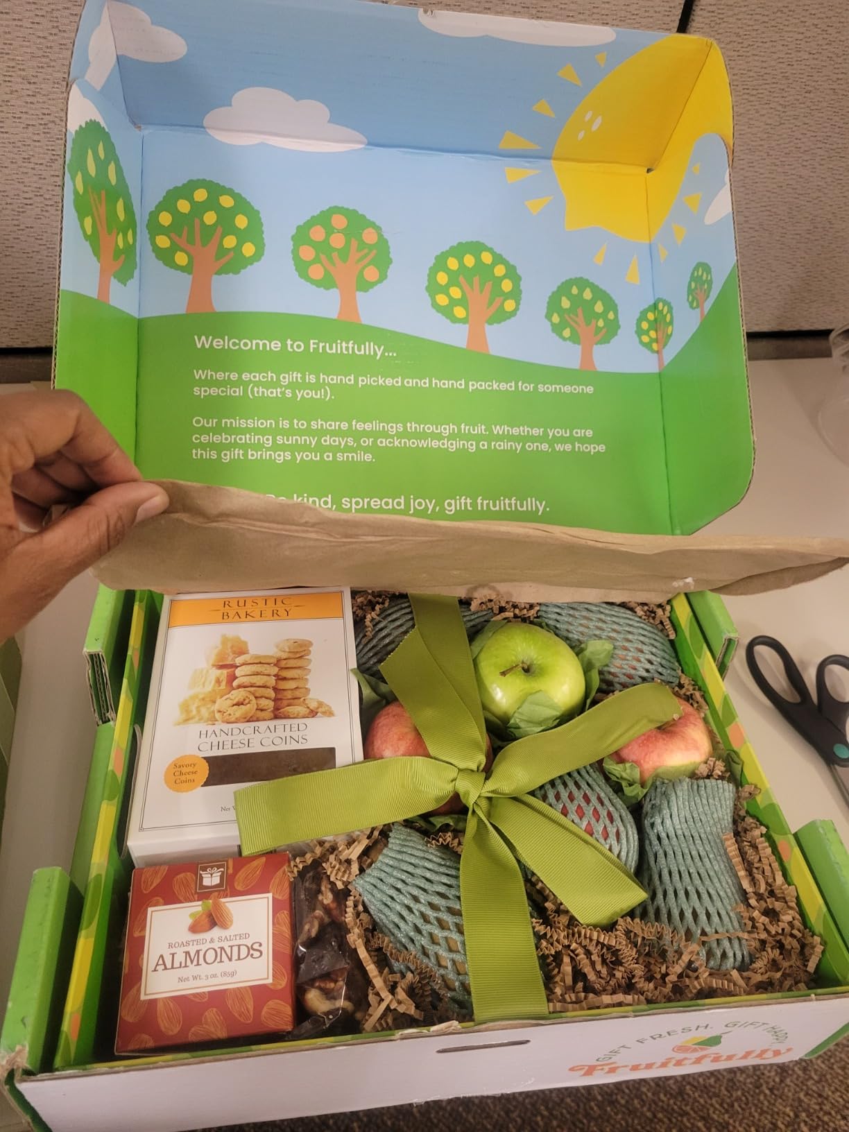 A Gift Inside Classic Fresh Fruit Basket Gift with Crackers, Cheese and Nuts for Holiday, Thank You, Birthday, Get Well, Anniversary, Corporate customer photo 1