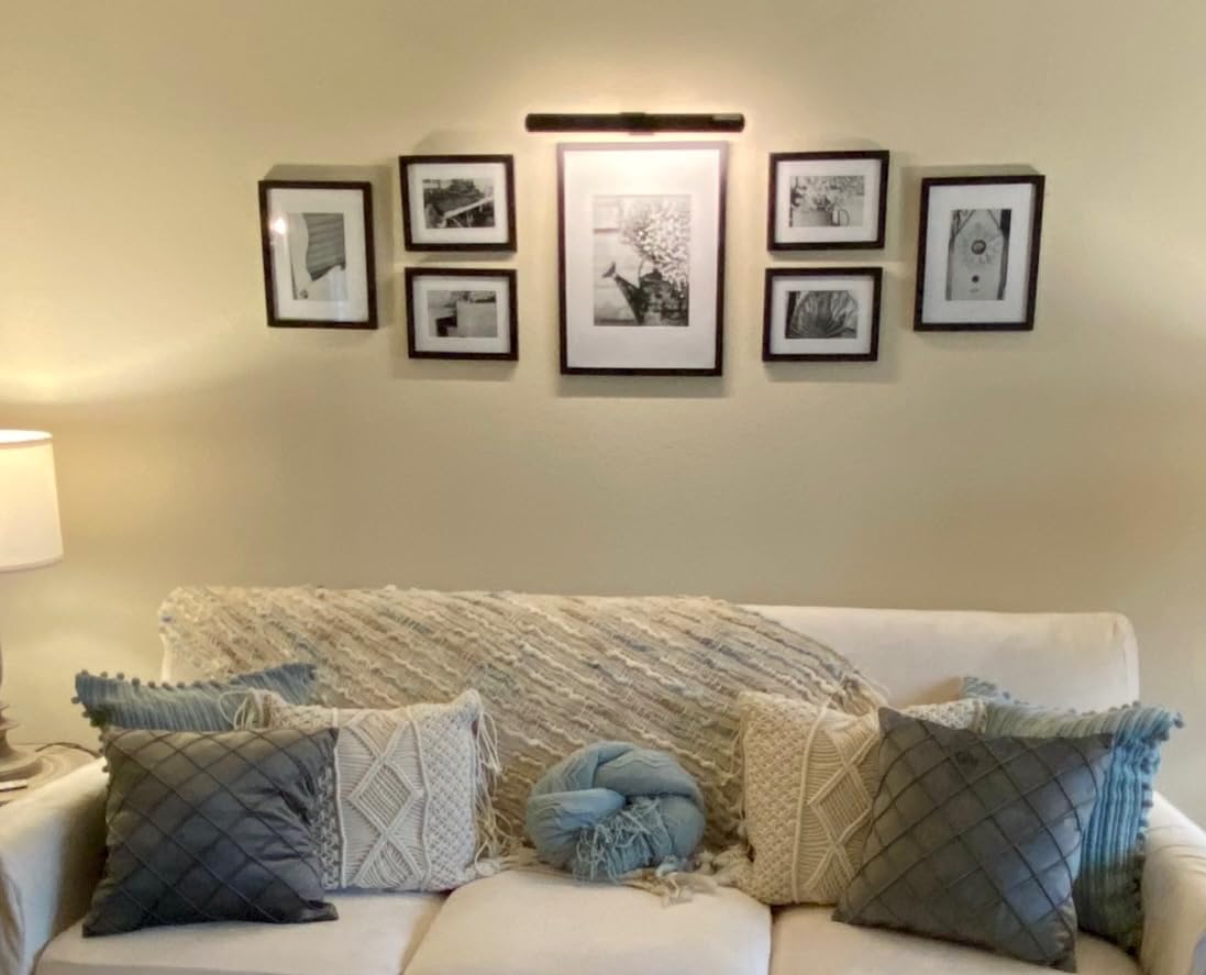 Gallery Perfect Multi-Size Picture Frame Set 7 Pack, Black Gallery Wall Frames with Hanging Hardware, Clear Glass - One 12x16, Two 8x10, Four 6x8 Matted Photo Frames for Wall Display customer photo 1